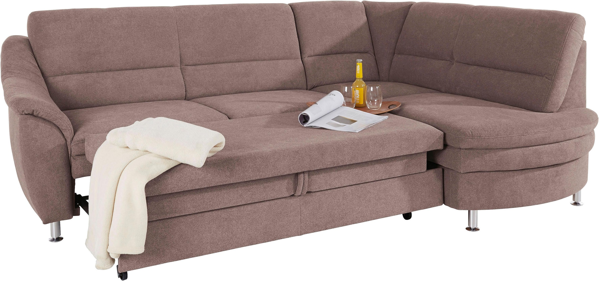 Places of Style Ecksofa »Cardoso L-Form«, Federkern, wahlweise mit Bett, Schubkasten