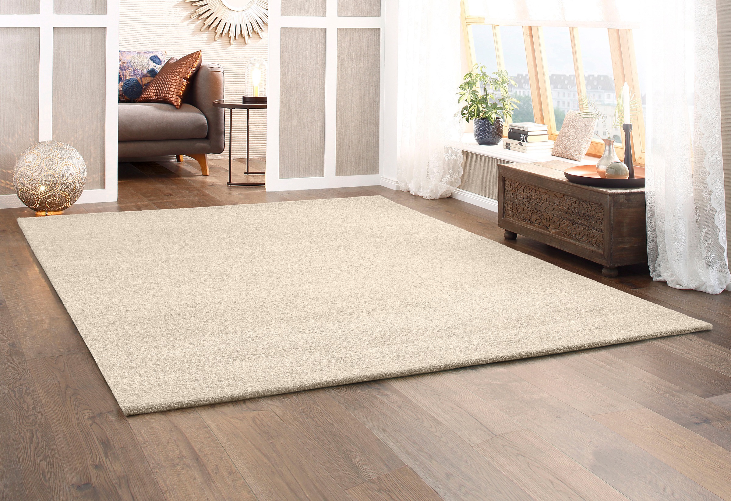 THEKO Wollteppich »Janne, Berber Teppich, Wolle, meliert, handgearbeitet« r günstig online kaufen