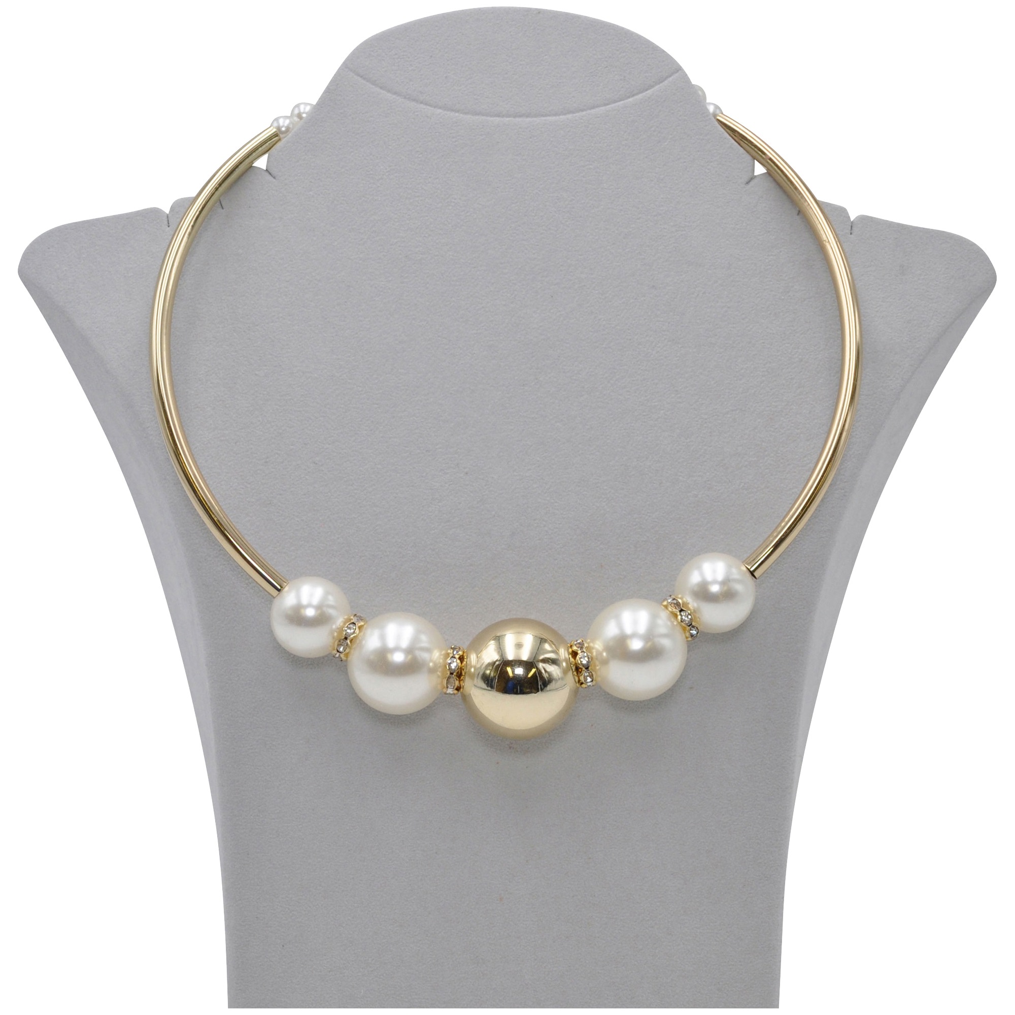Bild von Steuer Collierkettchen »Collier goldfarben mit großer Perlenzierde und Straß«