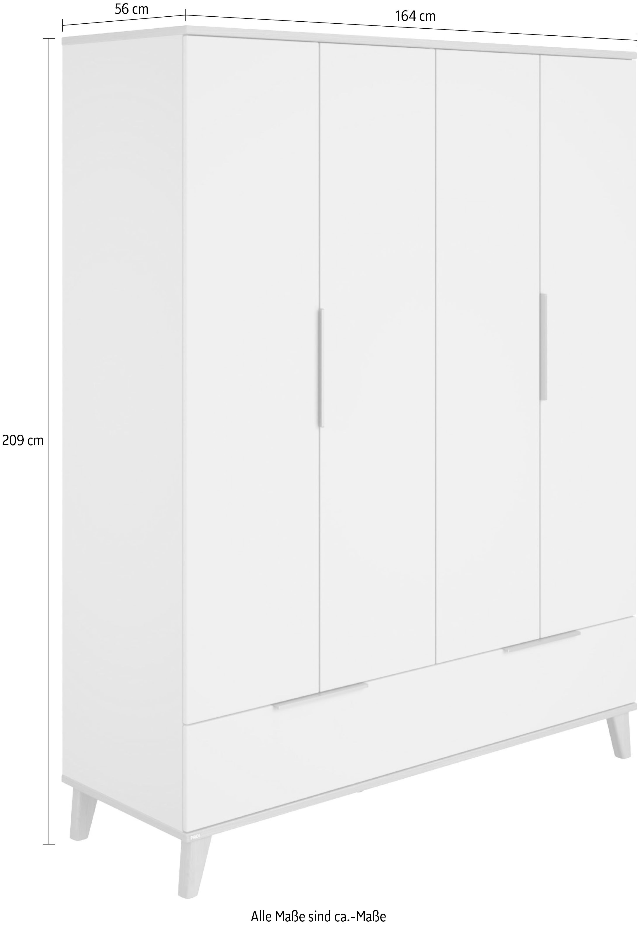 PAIDI Kleiderschrank »Fiene, Kinderkleiderschrank, viel Platz und Stauraum,«, (B/H ca. 164x210cm), mit Einlegeböden und Kleiderstange, auch fürs Jugendzimmer optimal