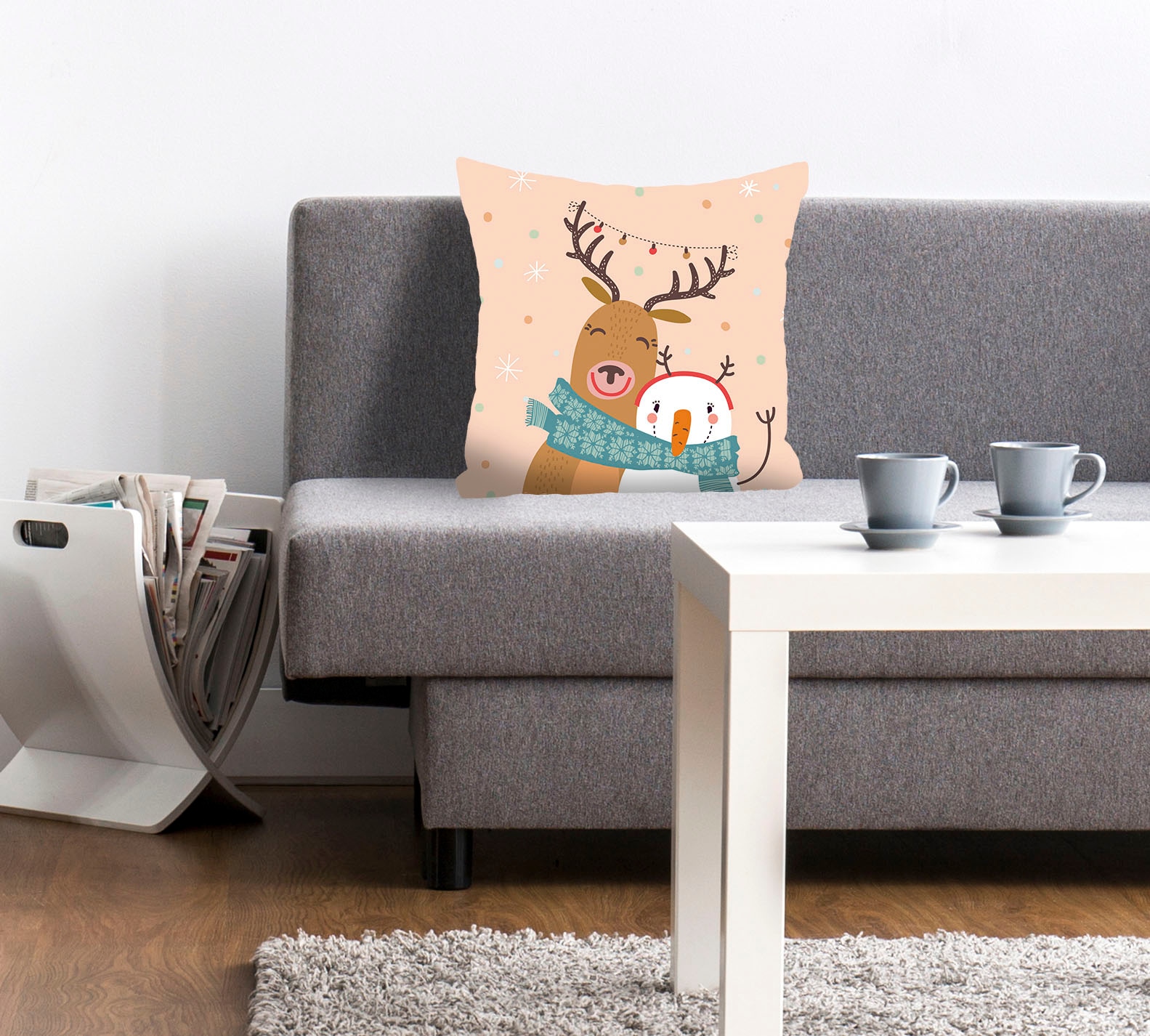 queence Dekokissen »Noel«, mit einem Rentier und Schneemann, Kissenhülle ohne Füllung, 1 Stück