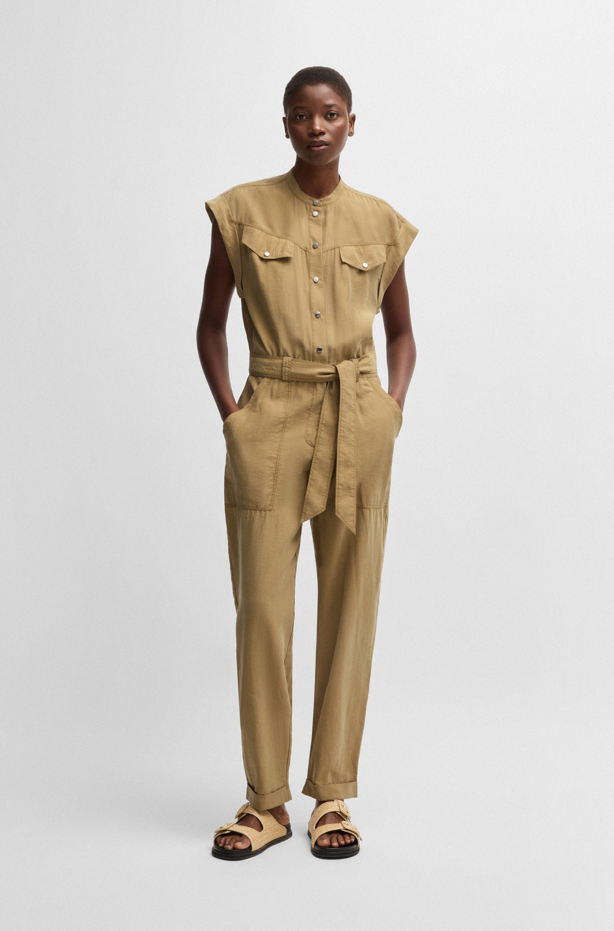 BOSS ORANGE Jumpsuit »Dridy Premium Damenmode«, mit Gürtel, Pattentaschen