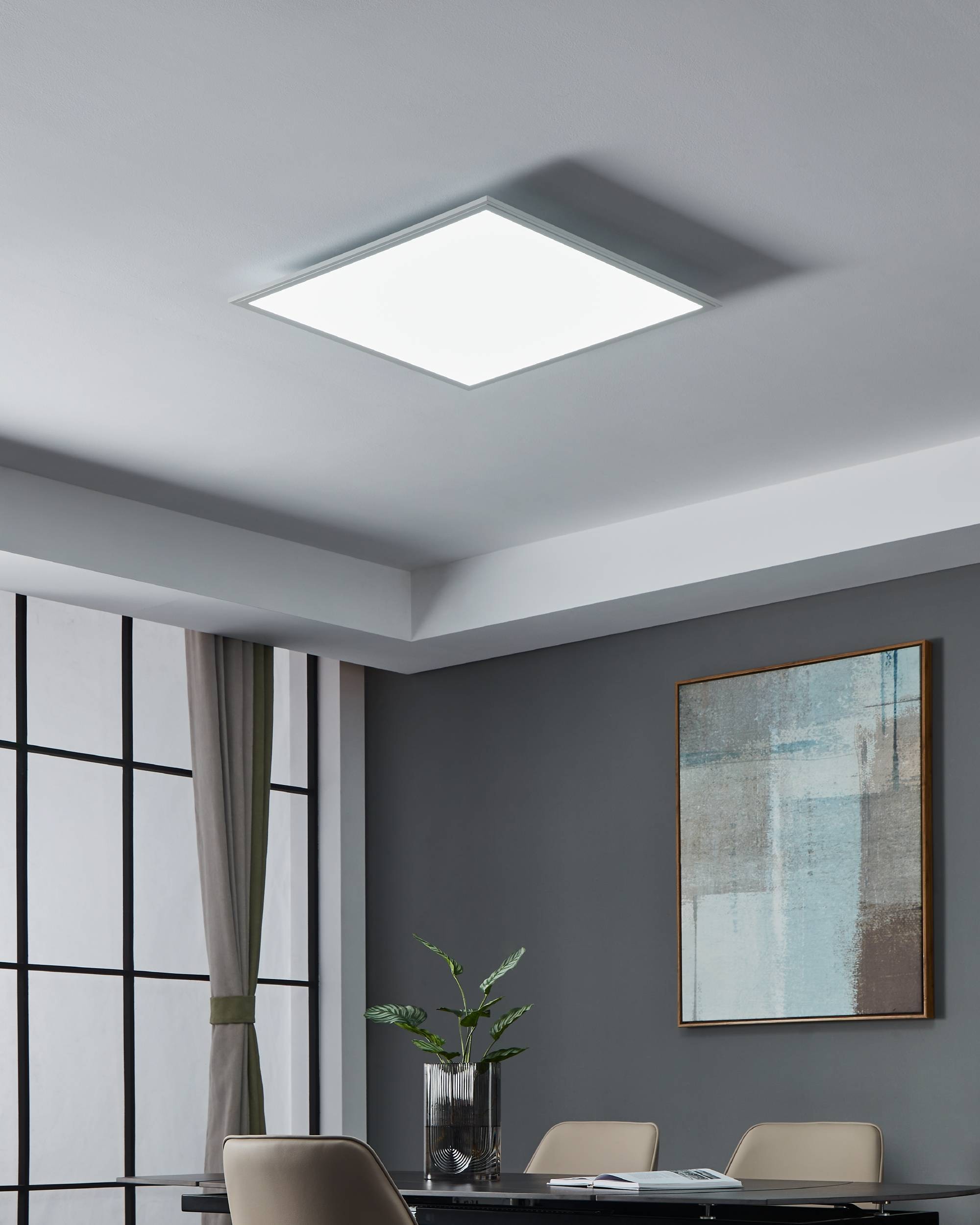 EGLO Deckenleuchte »SALOBRENA-Z Deckenlampe weiß, ZigBee 3.0, Timer, Panel, Disco-Modus«, Leuchtmittel LED-Modul | LED fest integriert, App/Sprachsteuerung Alexa, 59,5x59,5x5cm, exkl. Fernbedienung