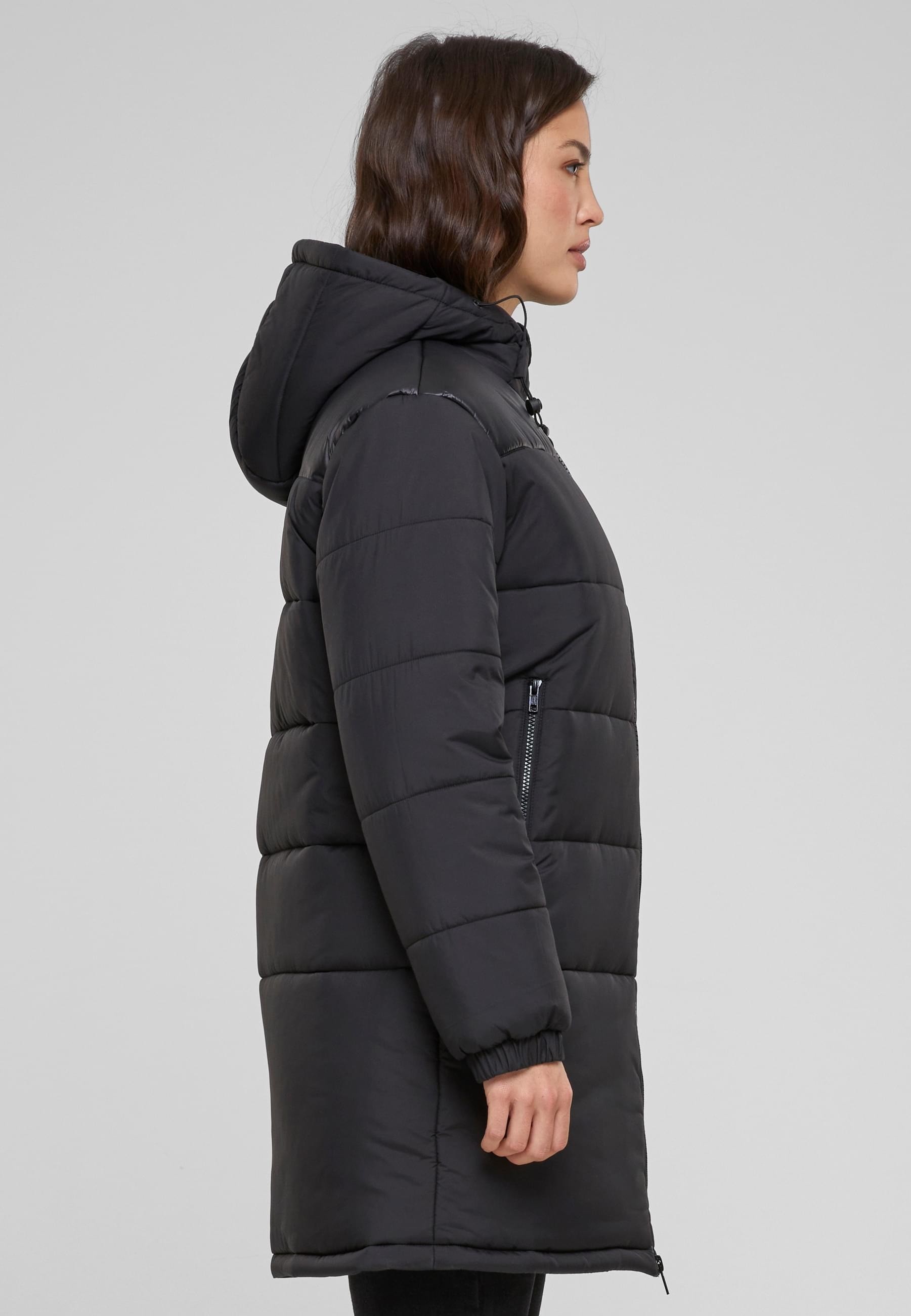 URBAN CLASSICS Winterjacke »Urban Classics Damen Ladies Hooded Mixed Puffer Coat« 1 Stk. tlg. ohne Kapuze