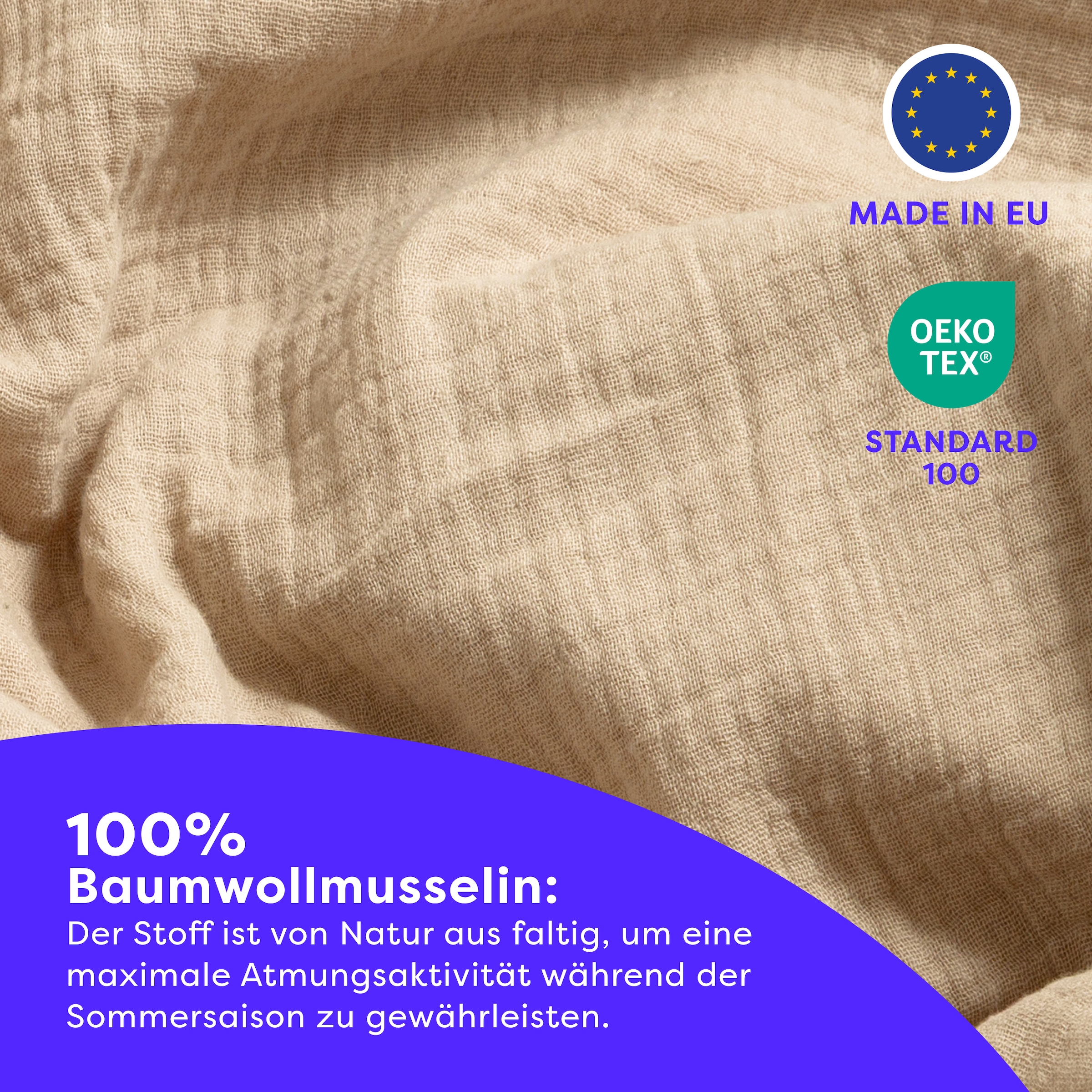 Wolkenfeld Bettwäsche »Wolkenfeld Premium Musselin mit Reißverschluss« 2 tlg. tlg. aus 100% Baumwolle – Atmungsaktiv & Weich – inkl. Kissenbezug 80x80