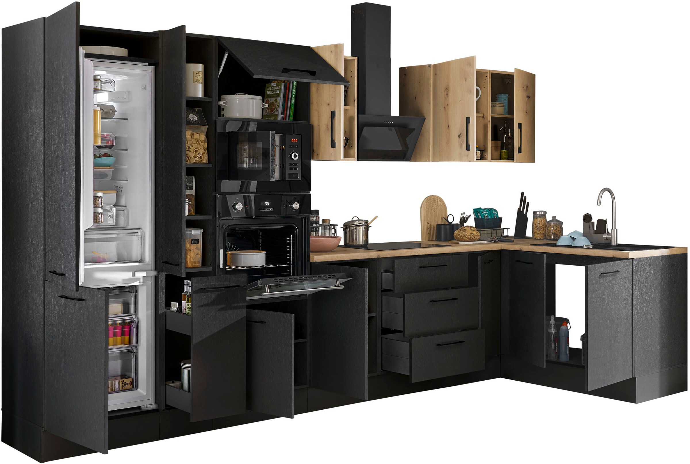 BASIC by Balculina Winkelküche »Turin«, Stellbreite 360x175 cm, wahlweise mit E-Geräten