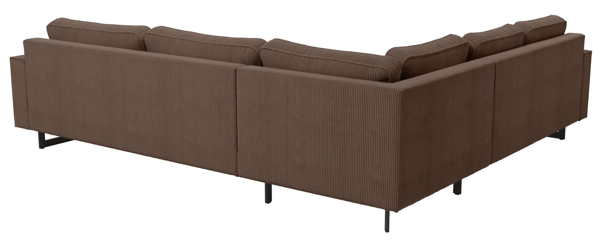 Home affaire Ecksofa »Pinto, XXL, 250/290 cm, langer Schenkel, Ottomane« Cord, Chenille, Lederoptik, mit Keder, Metallfüße, Wellenunterfederung