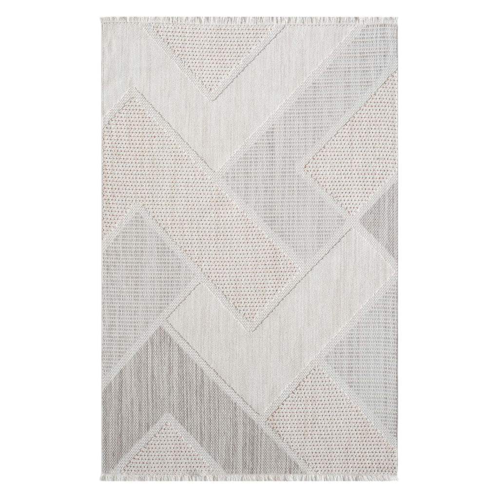 Carpet City Teppich »LINDO 8877«, rechteckig, 11 mm Höhe, Kurzflor, Hochtief-Muster/ 3D-Effekt, Fransen, Boho-Stil, Wohnzimmer