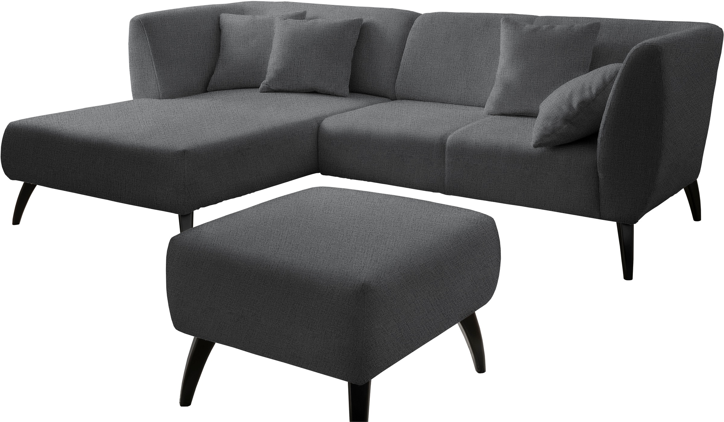INOSIGN Ecksofa »Colori L-Form«, Holzfußfarbe wählbar, inkl. 4x Zierkissen