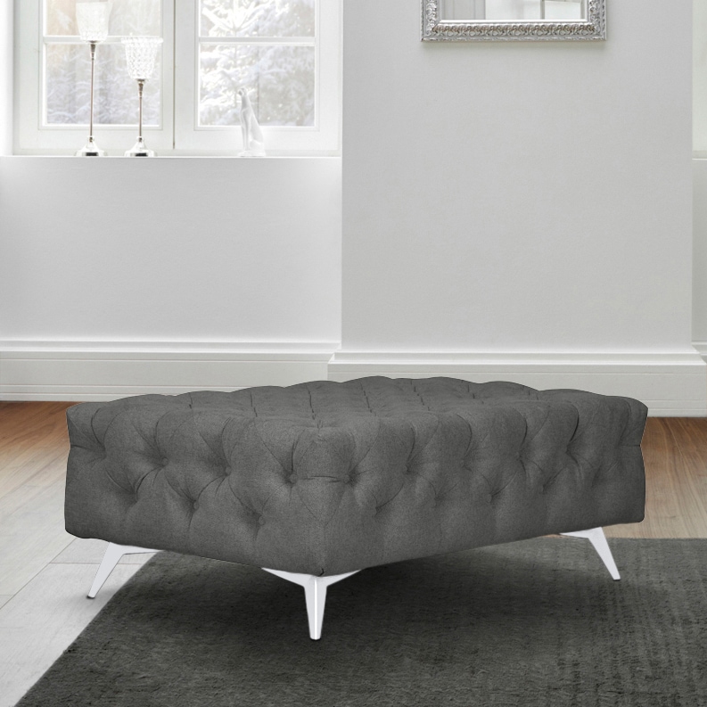 Leonique Polsterhocker »Amaury«, Chesterfield-Optik, Breite 120cm, Fußfarbe wählbar