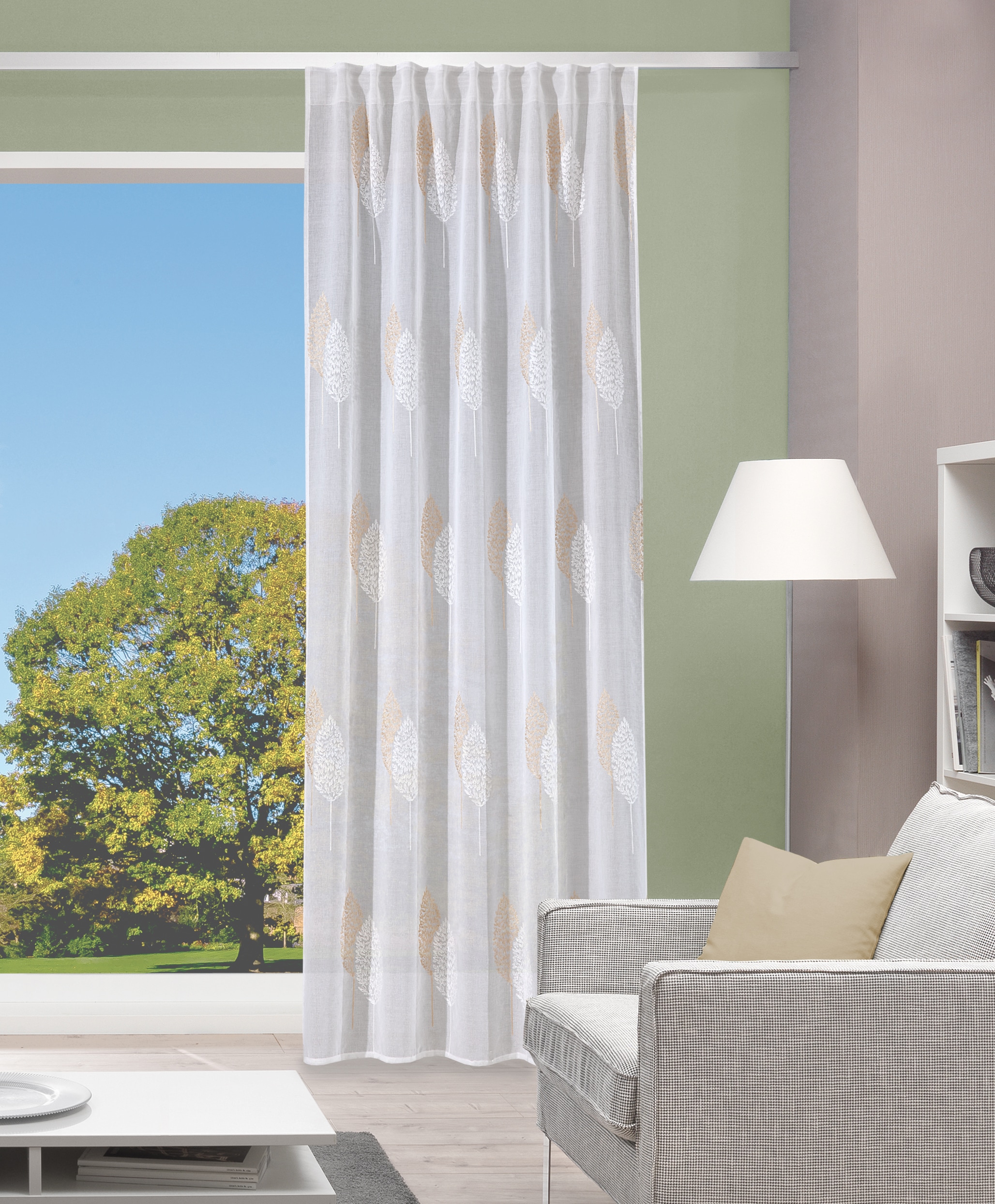 HOME WOHNIDEEN Gardine »ALAVARO« Multifunktionsband 1 Stk. tlg. Fertigschal günstig online kaufen