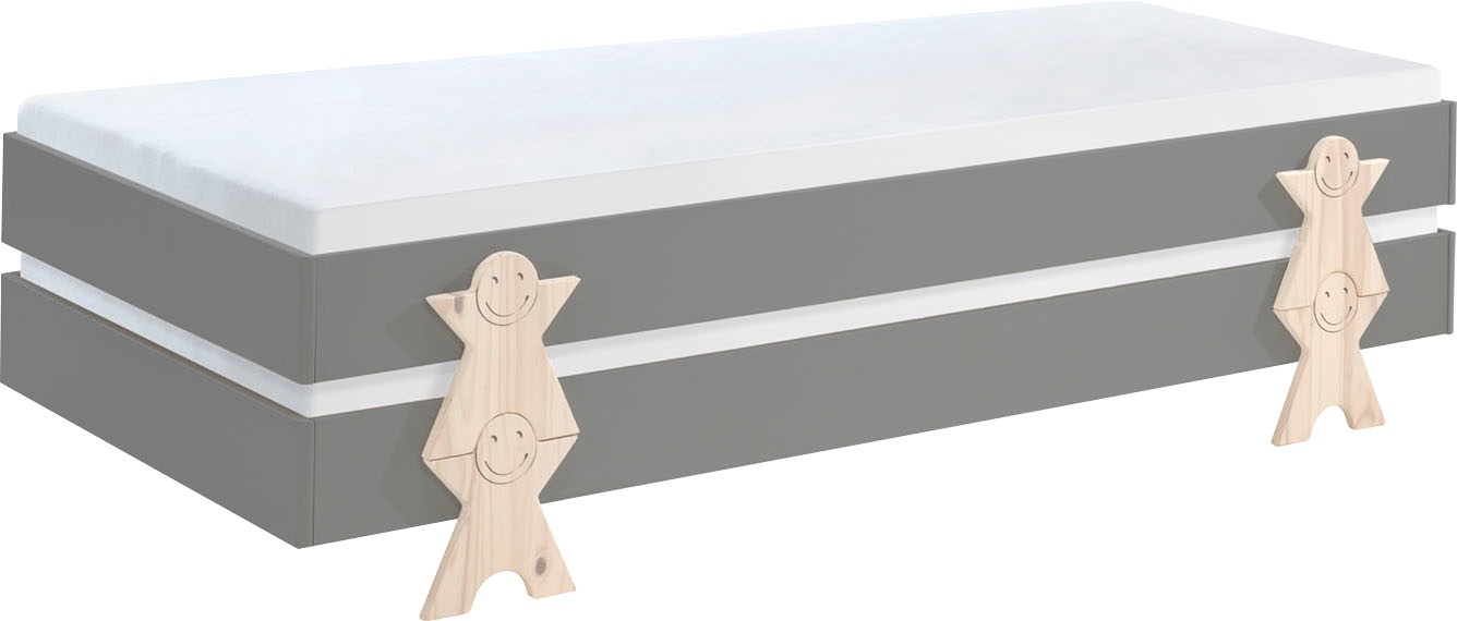 Vipack Kinderbett »Modulo«, (Made in Europe), Jugendbett, Einzelbett, Stapelbett mit Füßen in Smileoptik