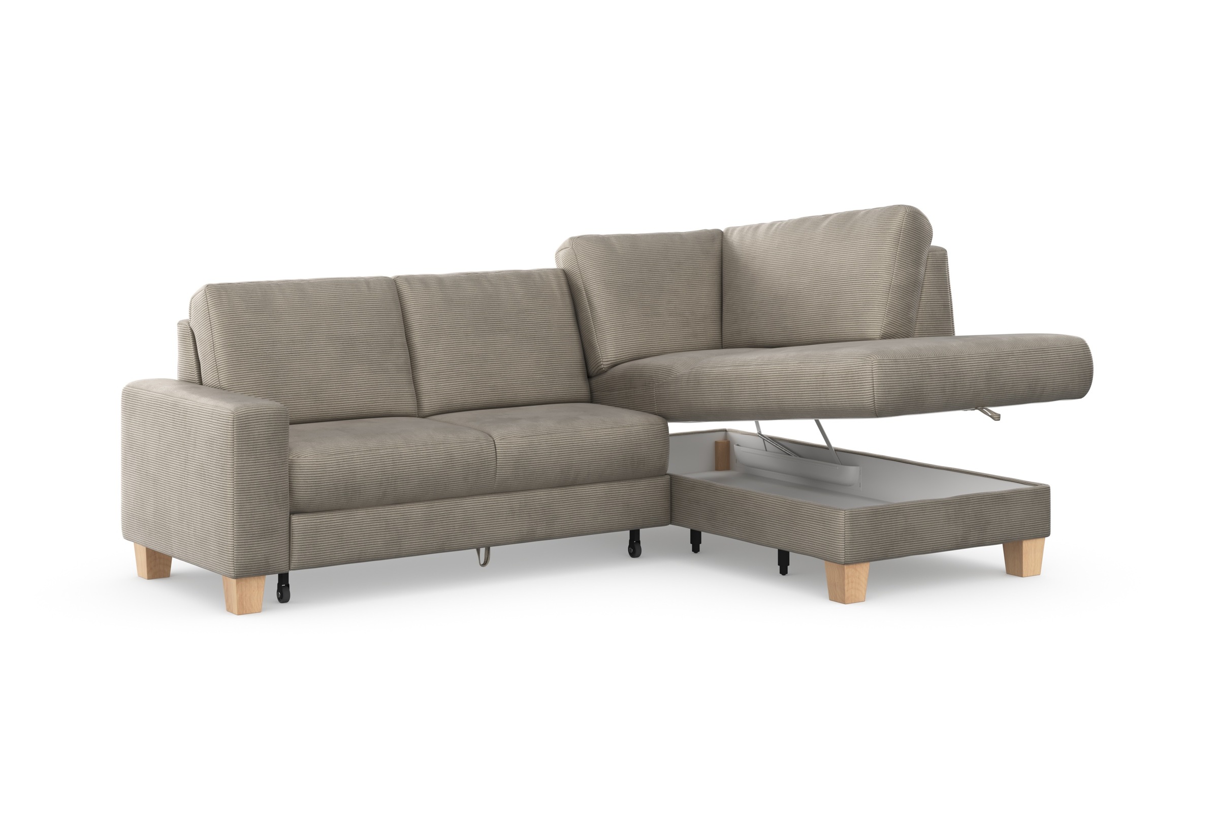 Home affaire Ecksofa »Summer L-Form«, mit Ottomane, wahlweise mit Bettfunktion und Bettkasten, Cord-Bezug