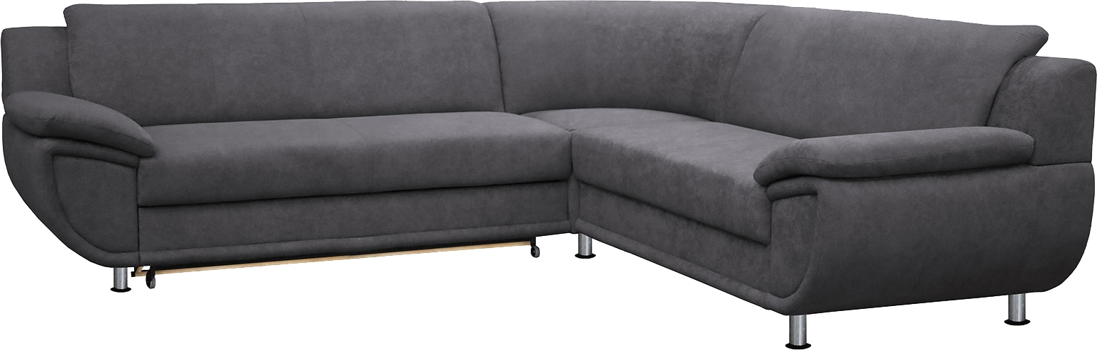 TRENDMANUFAKTUR Ecksofa »Rondo wahlweise mit Schlaffunktion, 267x247 cm (BxT), breite Armlehnen«, L-Form, wahlweise mit Federkern bestellbar, Füße chromfarben