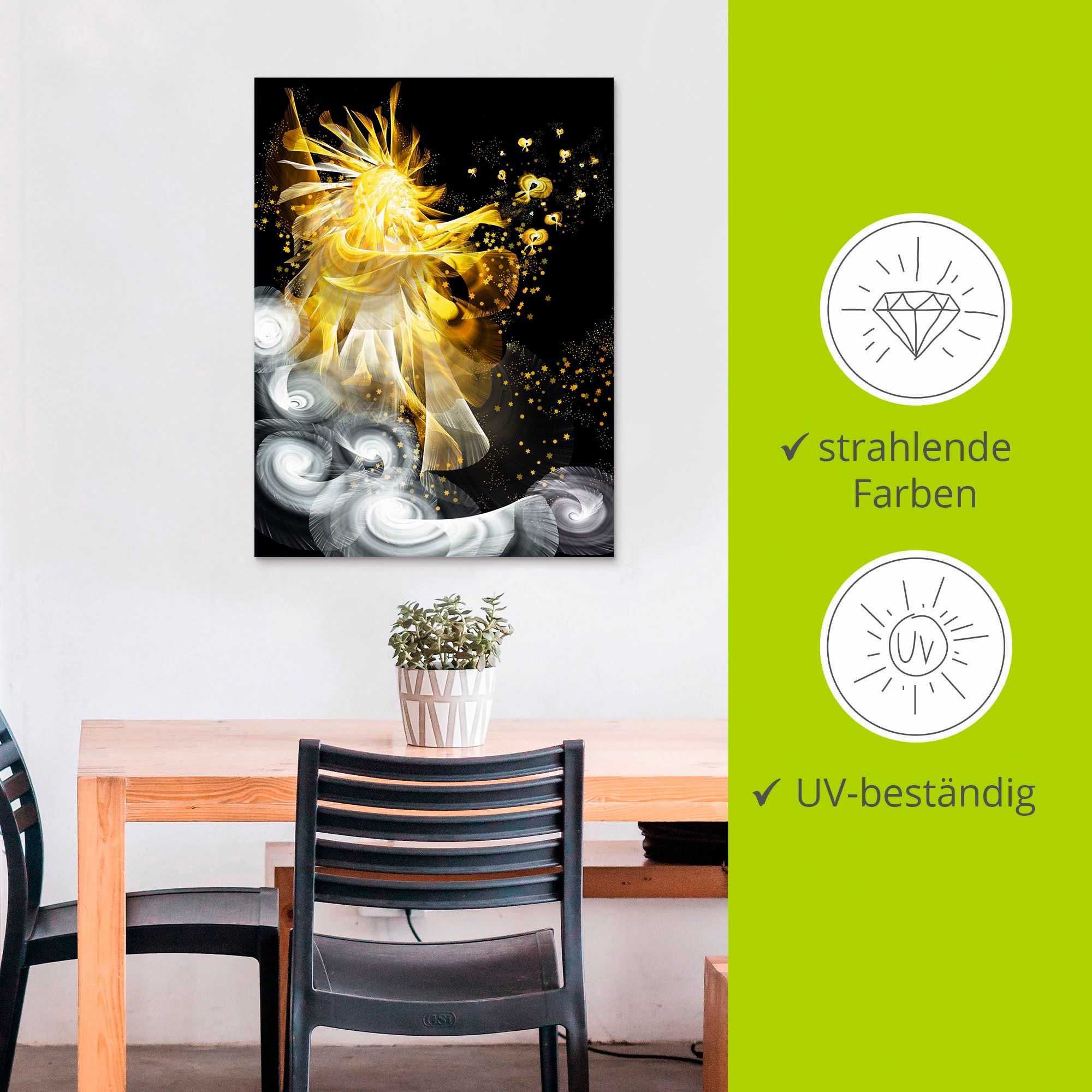 Artland Alu-Dibond-Druck »Goldener Schutzengel«, klassische Fantasie, (1 St.), für Innen- und Außenbereich geeignet, Outdoorbild