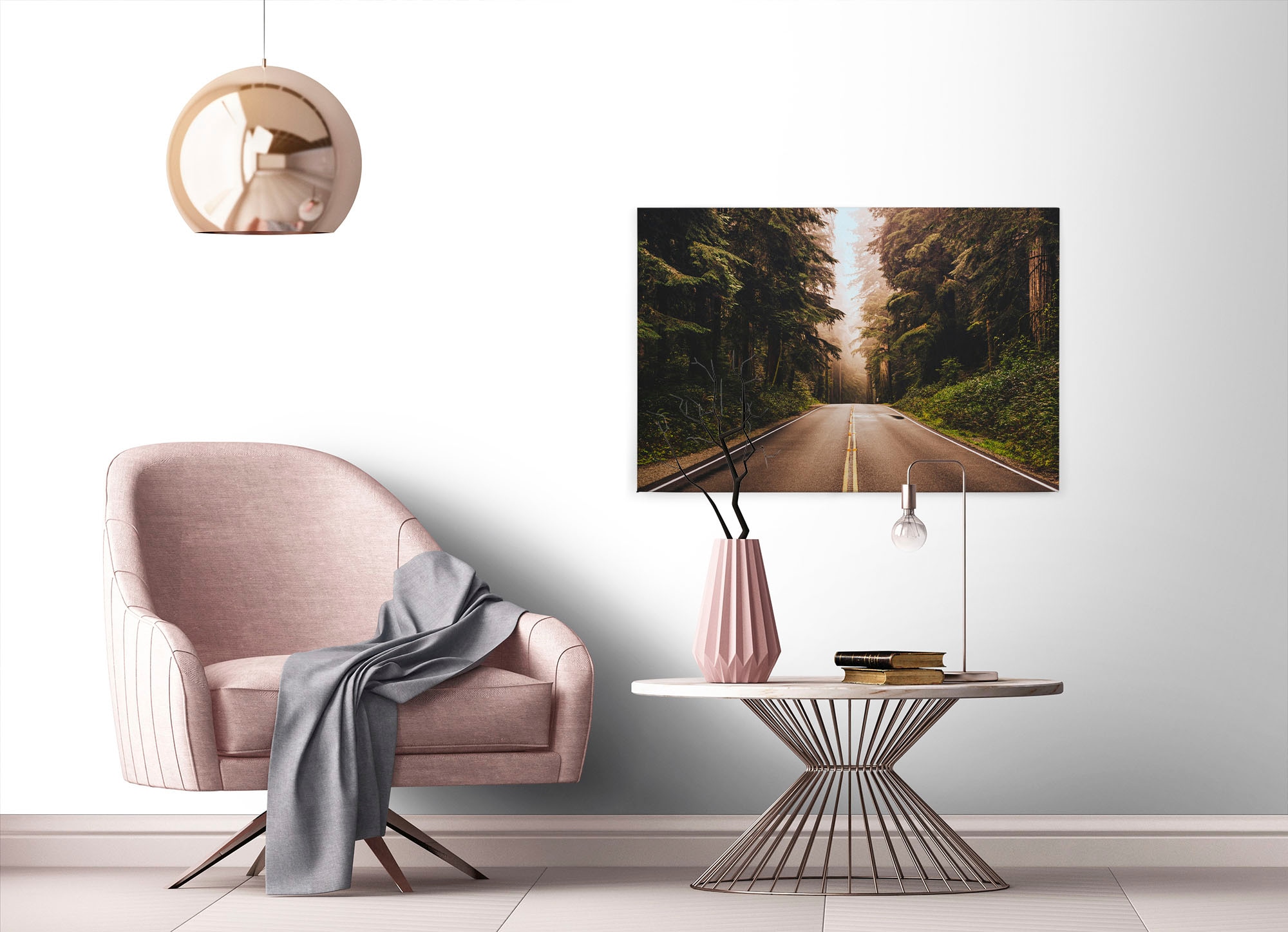 A.S. Création Leinwandbild »Road Trip«, Kunst-Wald-Kinder, (1 St.), Landstraße Bäume Keilrahmen Natur Leinwand-Bild Wohnzimmer modern Wand