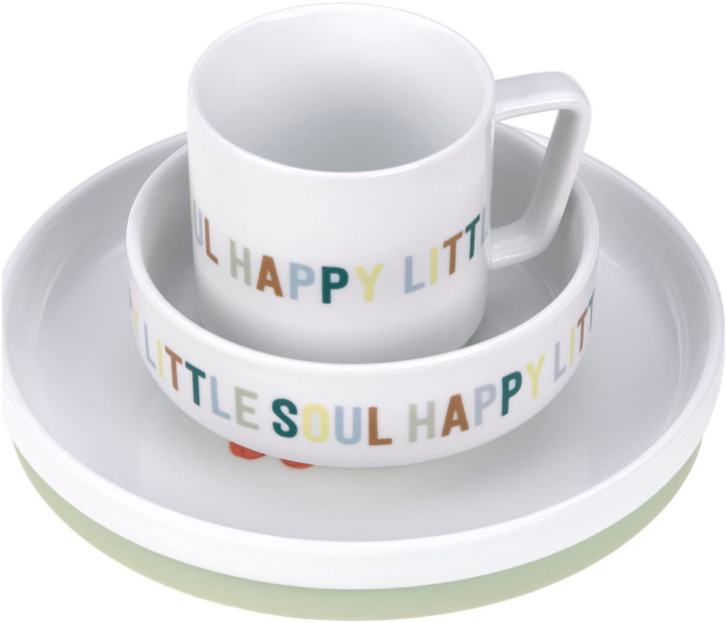 LÄSSIG Kindergeschirr-Set »Happy Fruits«, (Set, 3 tlg.), rutschfest