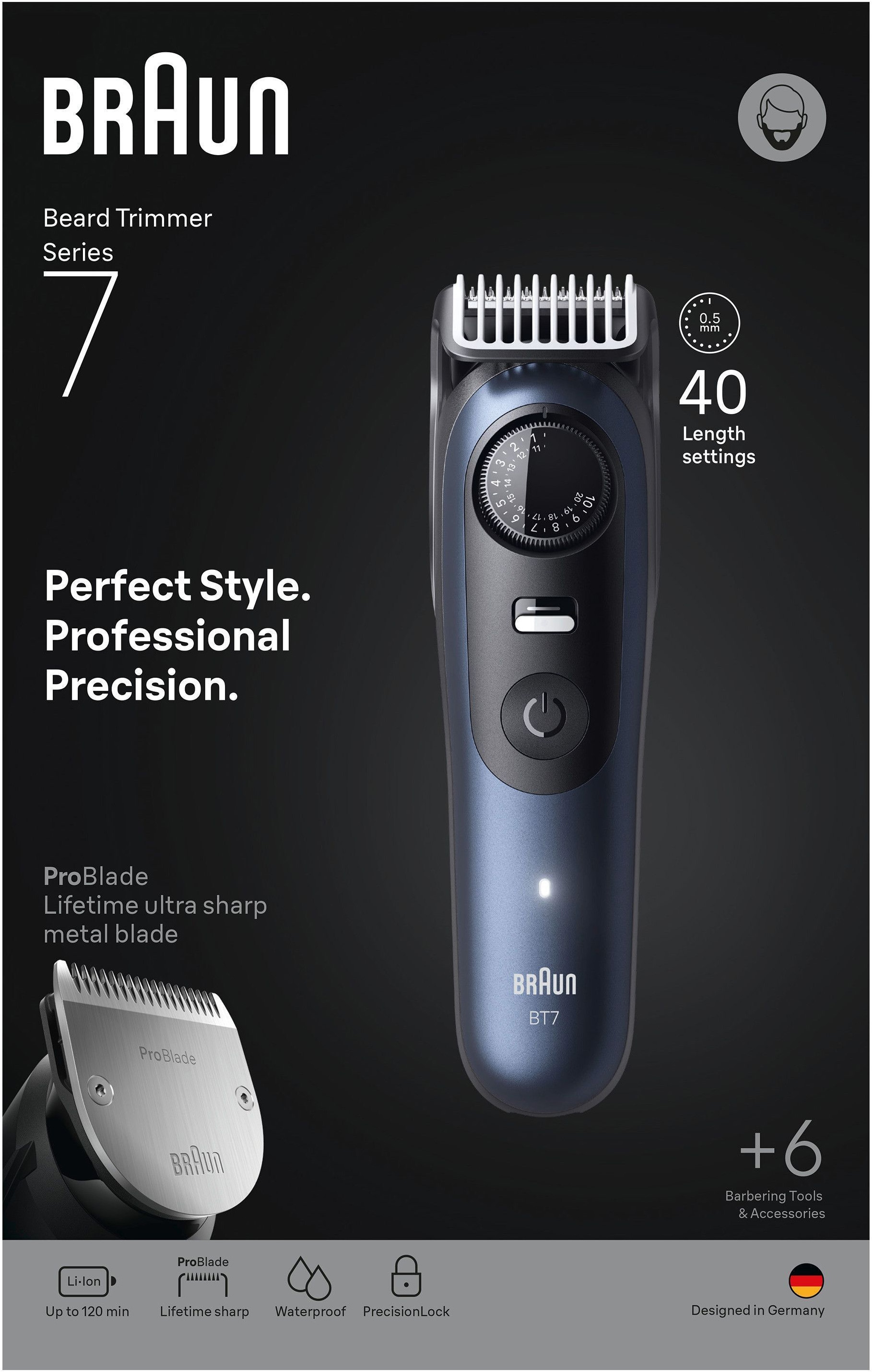 Braun Haarschneider »Series 7 BT7540  - Golden Ribbon« 8 Aufsätze 11-in-1 Set, ProBlade, Nasenhaartrimmer, AutoSense, 120 Min Akku