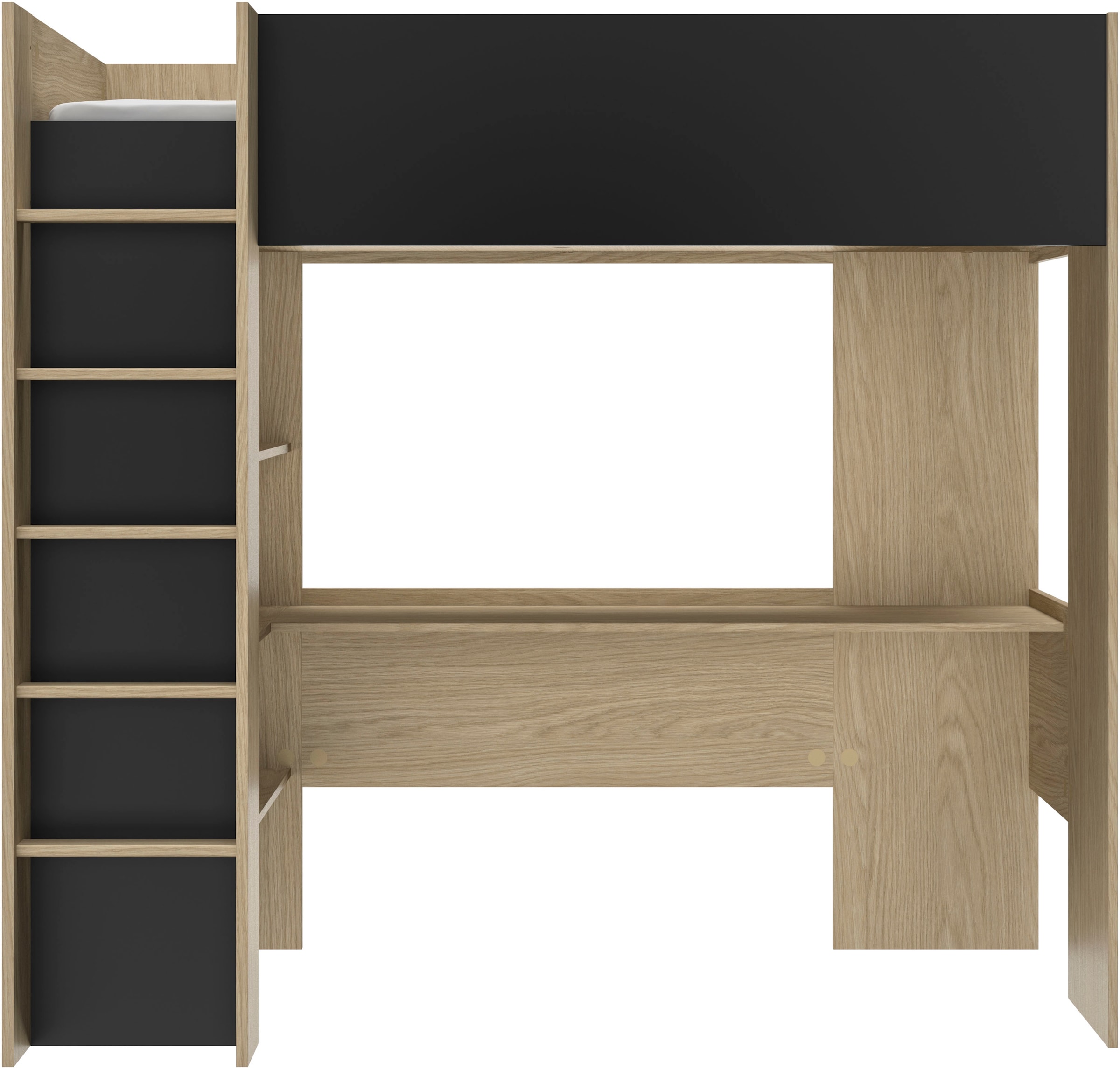 Gami Hochbett »Nael«, Hochbett 90 / 200 mit Schreibtisch