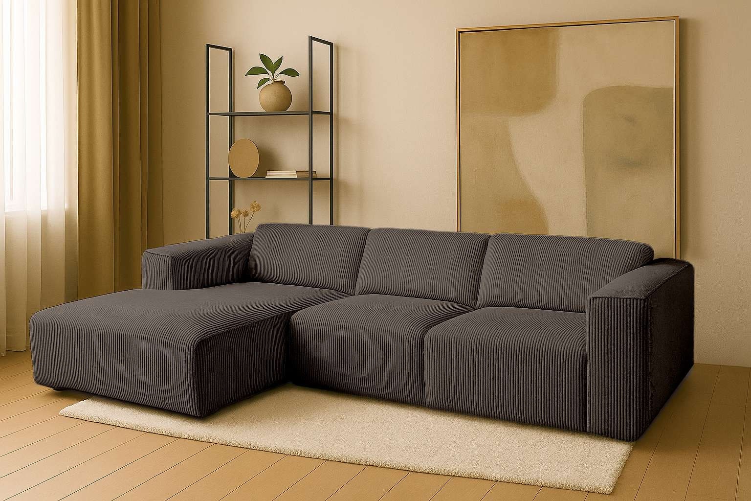 Home affaire Ecksofa »Noord mit Kedernaht, Breite 281 cm, L-Form« Cord, Str günstig online kaufen