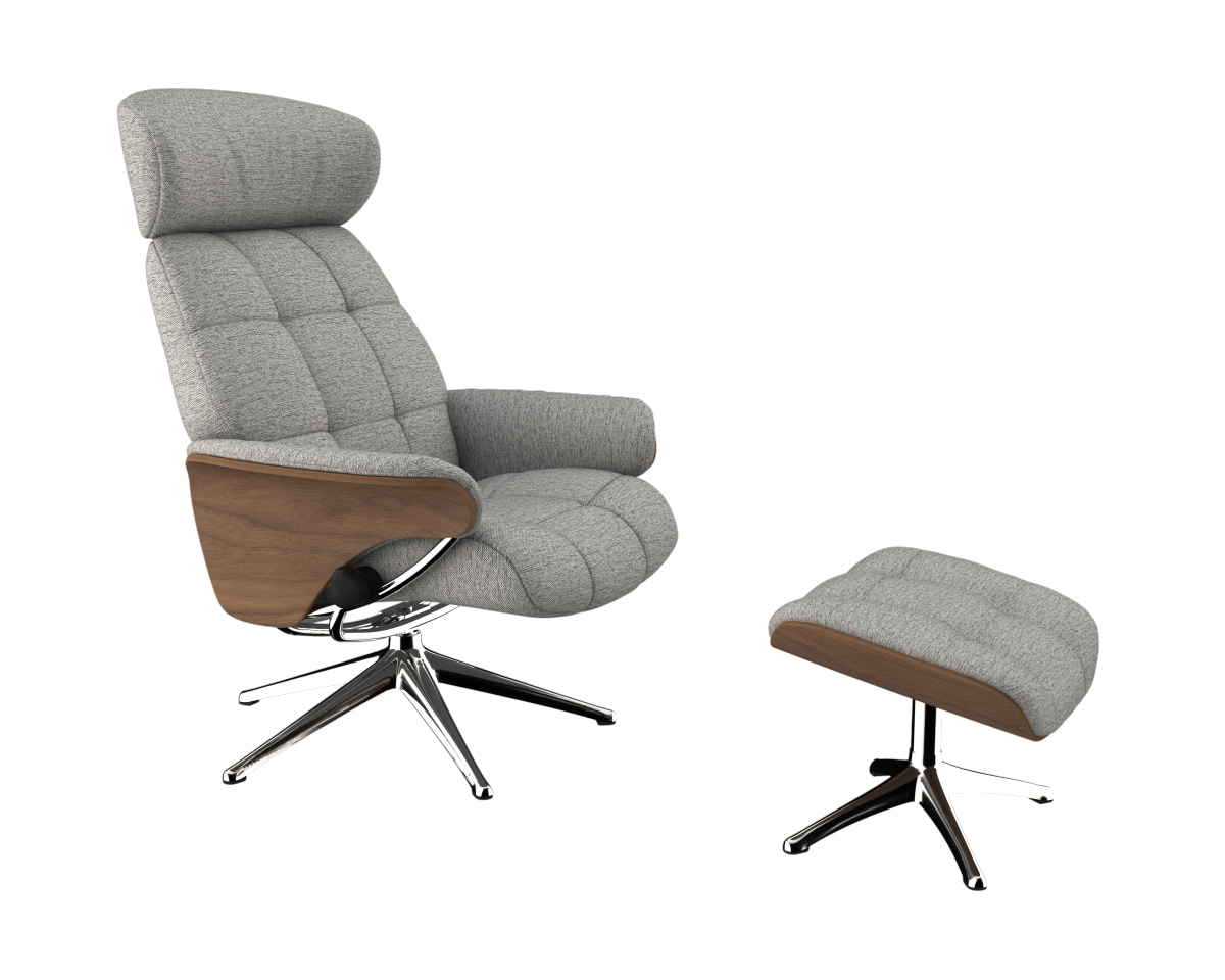 FLEXLUX Relaxsessel »Skagen Funktionsessel, Polstersessel, Armlehne, TV-Fernsehsessel«, Rücken- und Kopfteilverstellung, Fuß Alu, Armlehne Eiche, Drehbar