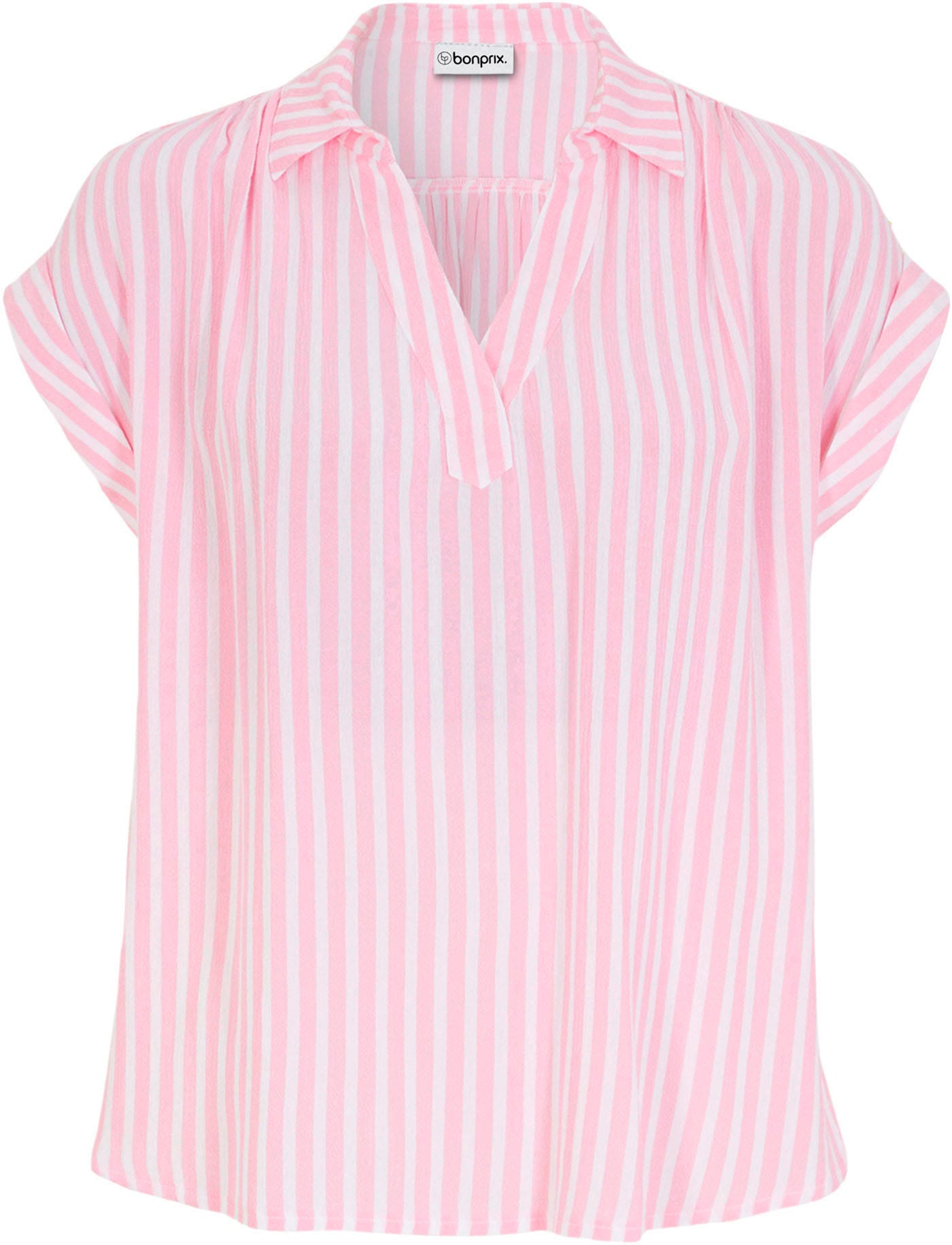 bonprix Kurzarmbluse »Kurzarmbluse aus fließender Viskose« Loose Fit, für einen luftigen Look, aus Viskose, gestreift