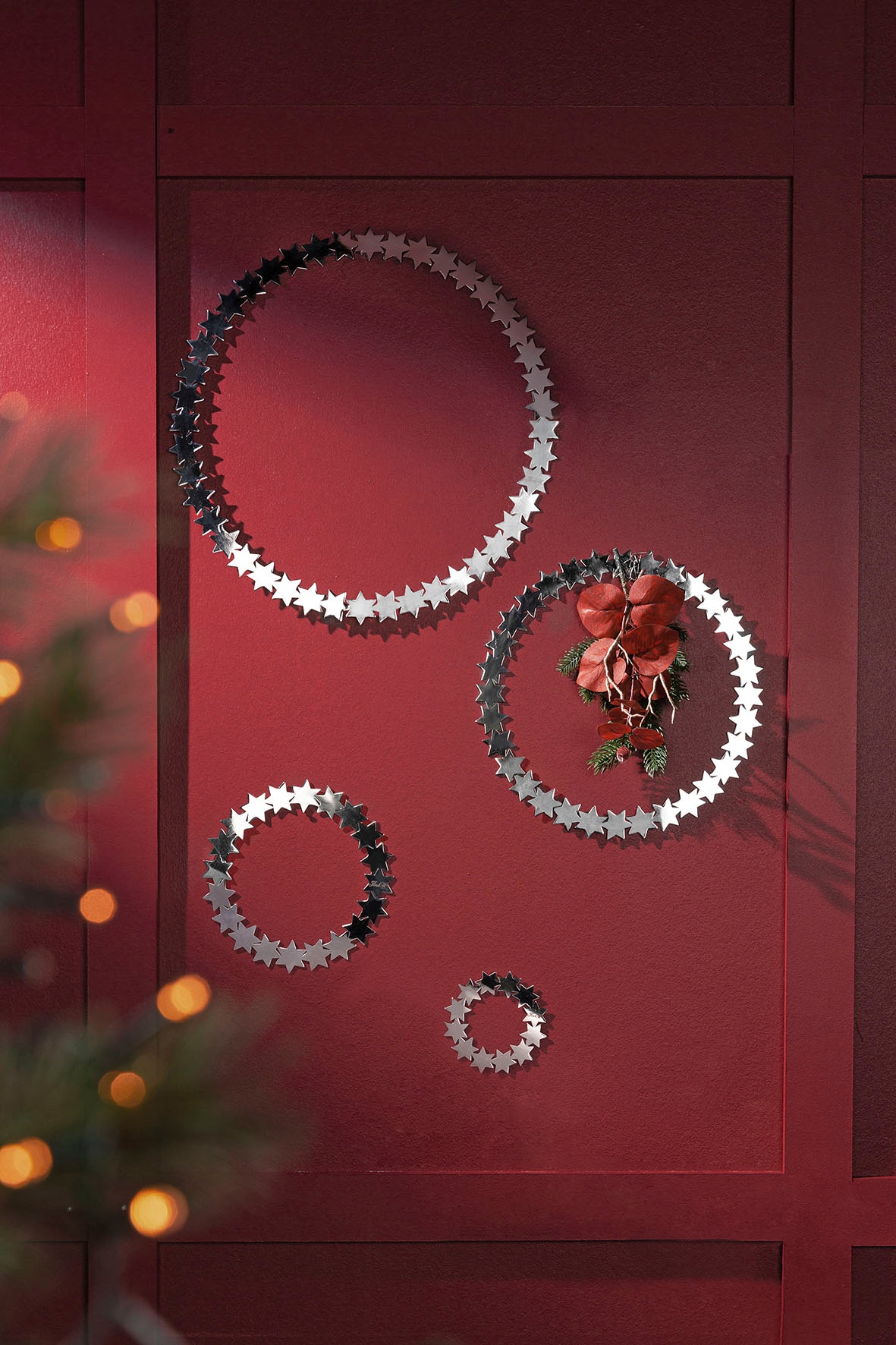 Fink Dekokranz »MAGIC, weihnachtlicher Deko-Kranz mit Sternen«, Weihnachtsdeko zum Hängen und Legen, aus Edelstahl