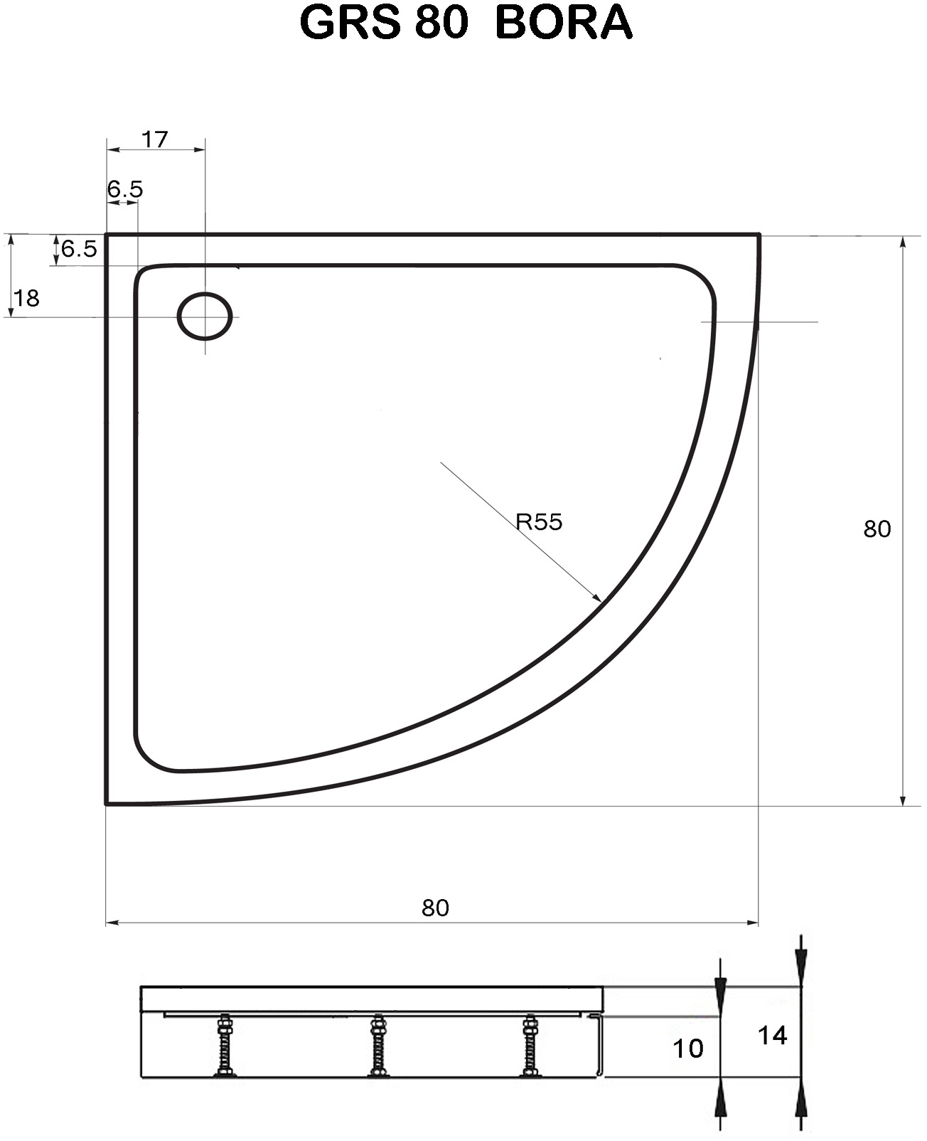 Sanotechnik Rundduschwanne »Bora« LxBxH: 80x80x14cm