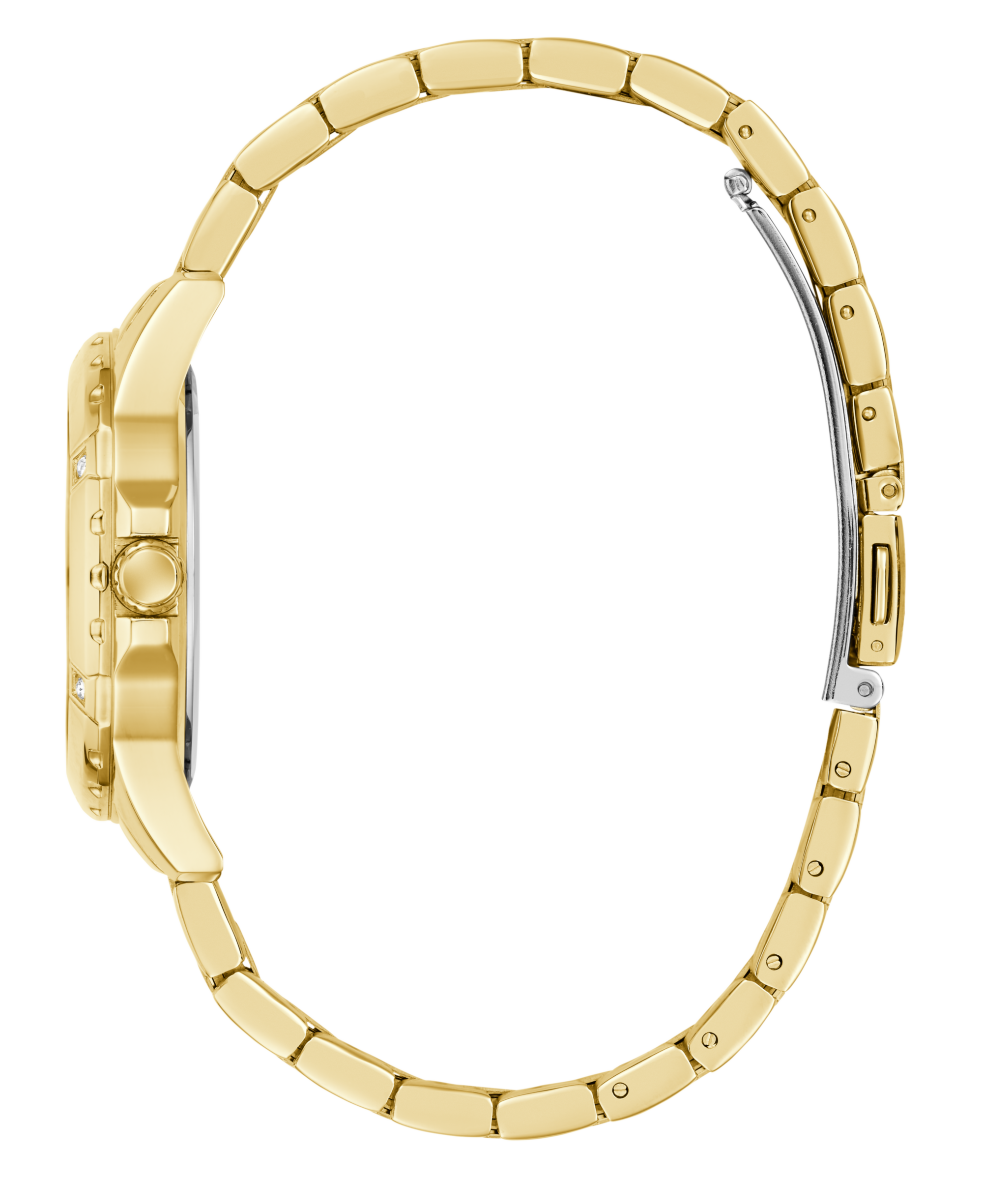 Guess Quarzuhr »MIST«, Armbanduhr, Damenuhr, Edelstahlarmband, Kristallsteine