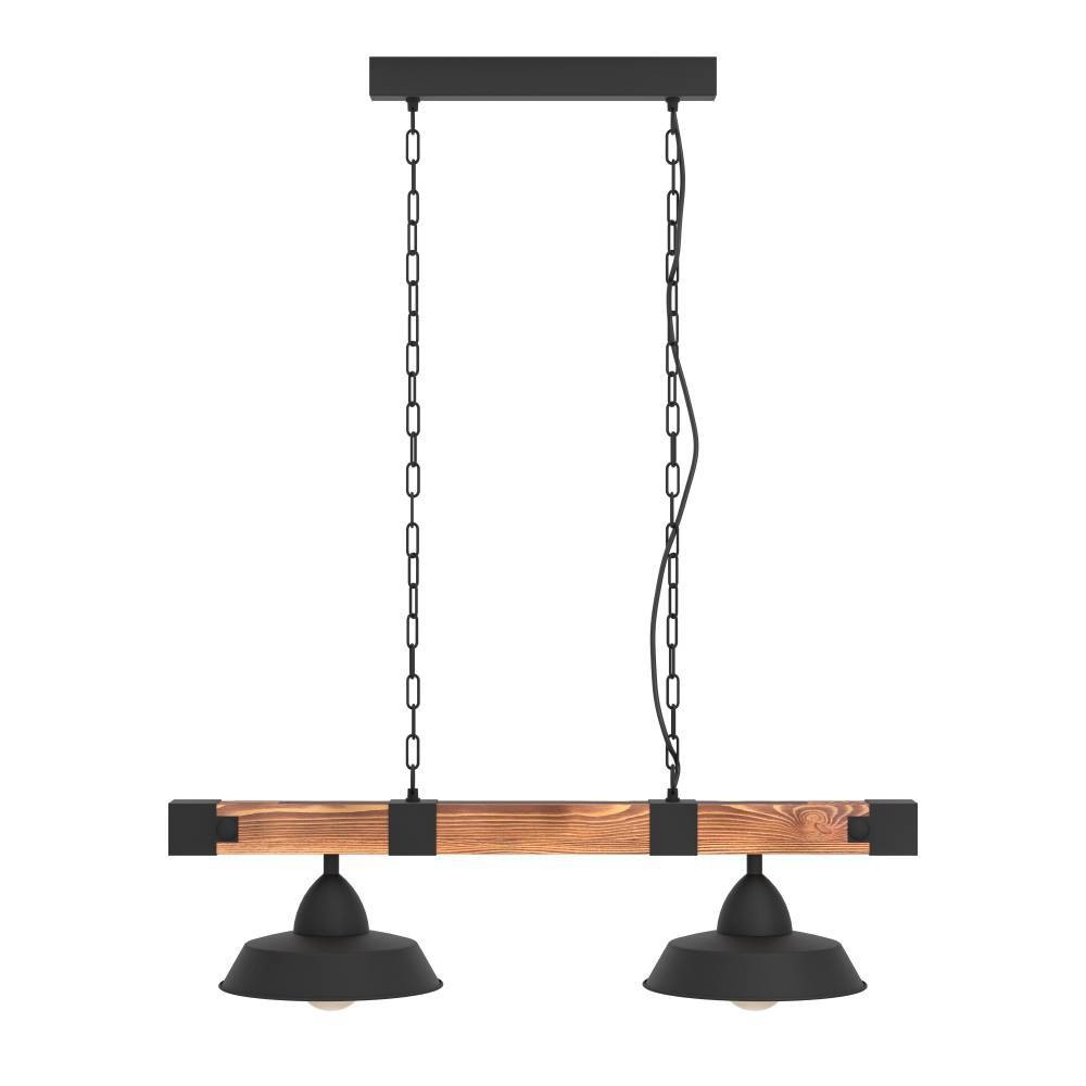 EGLO Hängeleuchte »OLDBURY«, 2 flammig, Leuchtmittel E27 | ohne Leuchtmittel, Vintage Pendelleuchte, Schwarz, braun, E27, 86 cm, FSC zertifiziert