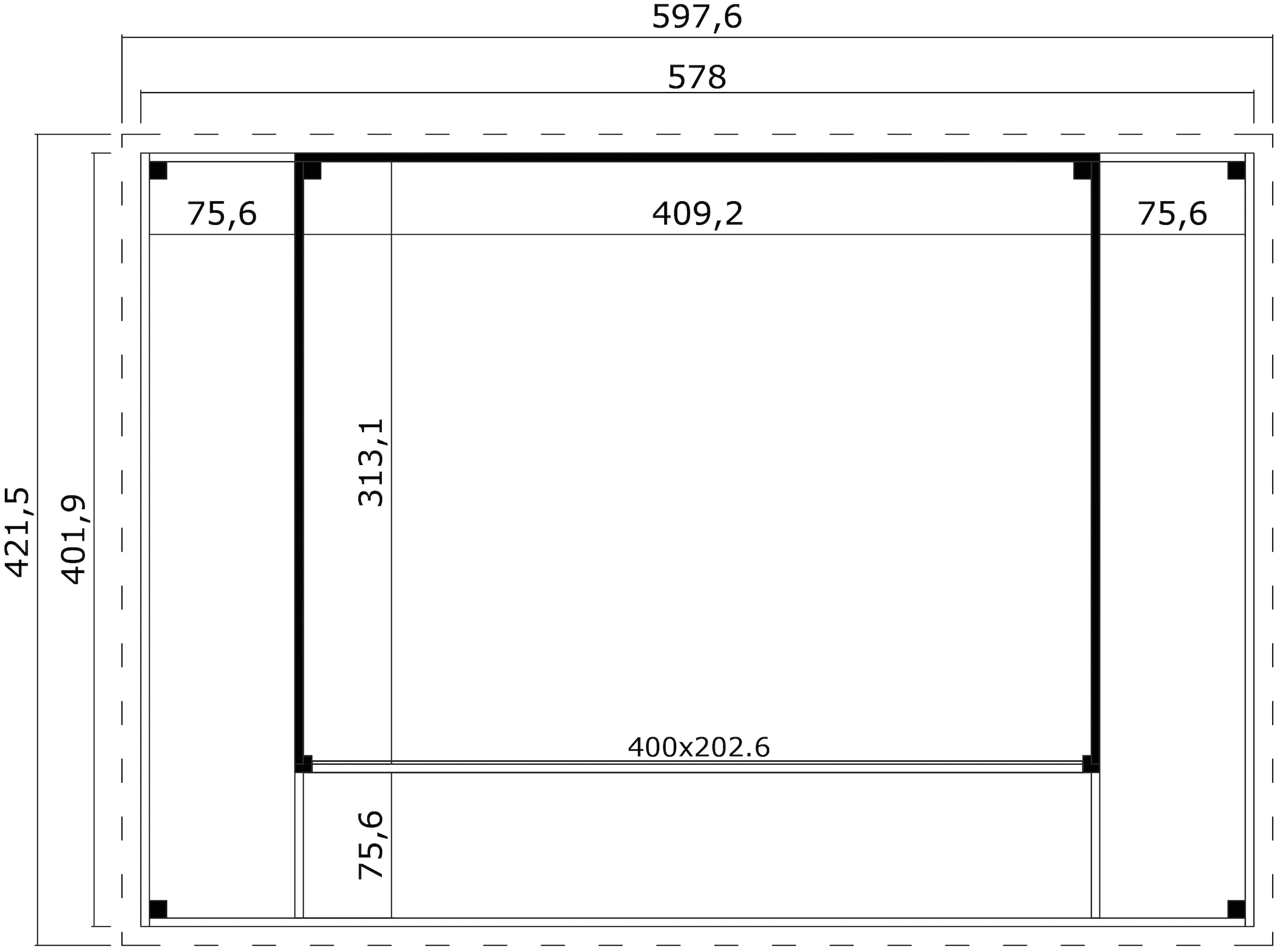 LASITA MAJA Gartenhaus »DOMEO 4 LOGGIA SCHWEDENROT/ANTHRAZIT - NEU« mit Überdachung , Fundamentmass 800+4180+800 x 800+3219 , Schwedenrot