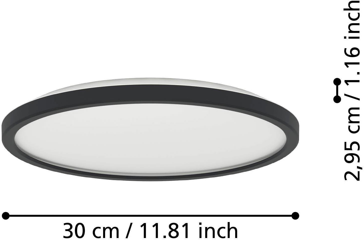 EGLO Deckenleuchte »Rovito Deckenlampe, Deckenbeluchtung, Badlampe Decke, Kunststoff, IP44« LED-Modul 1 Stk. Kaltweiß | Neutralweiß | Warmweiß Wand-/Deckenleuchte - H3 x Ø30 cm - schwarz - 13,9W inkl.