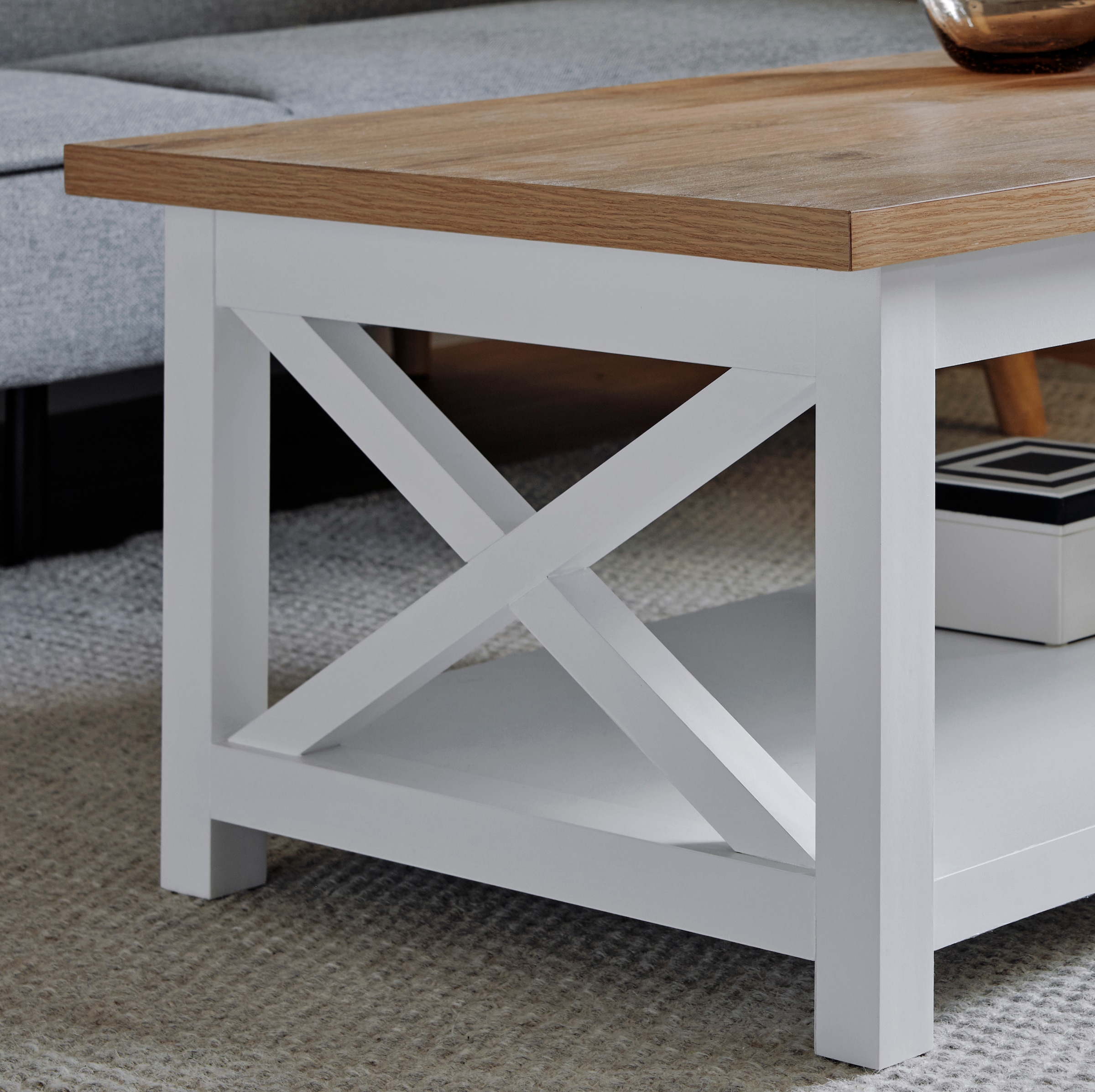 Jahnke Couchtisch »CHALET COFFEE«, (1 St.), Couchtisch, Kaffetisch, mit Ablageboden, Landhausstil, X-Design