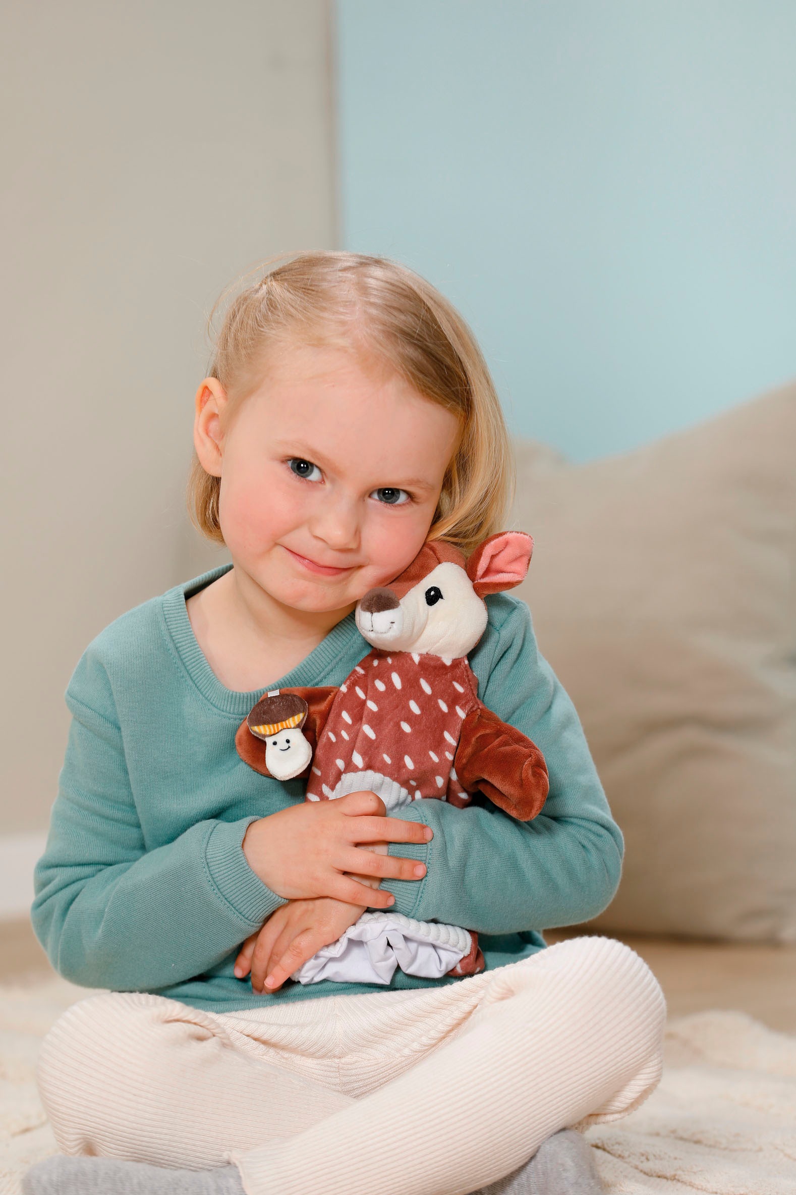 Nici Schmusetuch »My first NICI, Handpuppe Rehkitz 2in1 26x25 cm«, sanfte Materialmix aus glattem und geripptem Plüsch