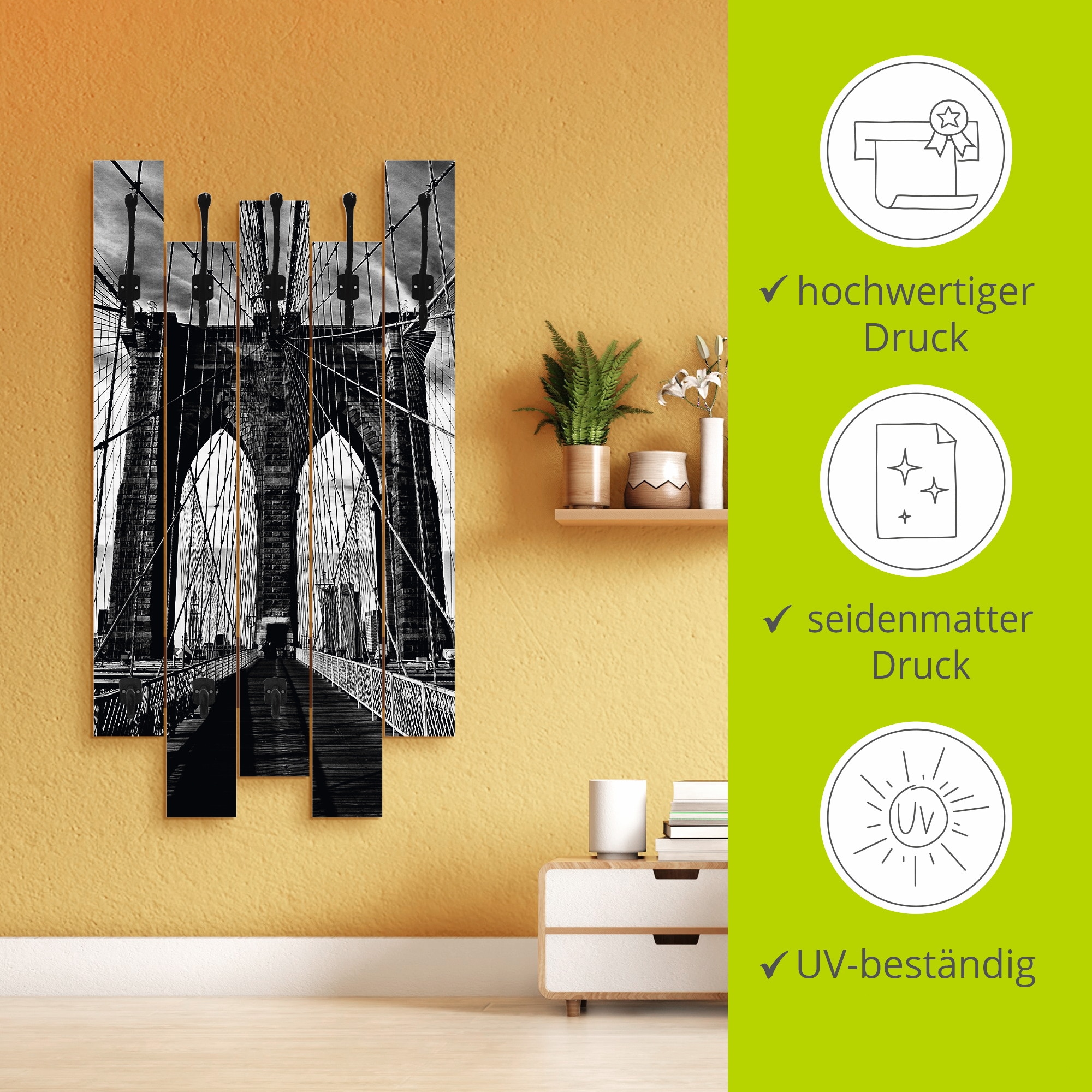 Artland Garderobenleiste »Brooklyn Bridge - schwarz/weiss«, teilmontiert