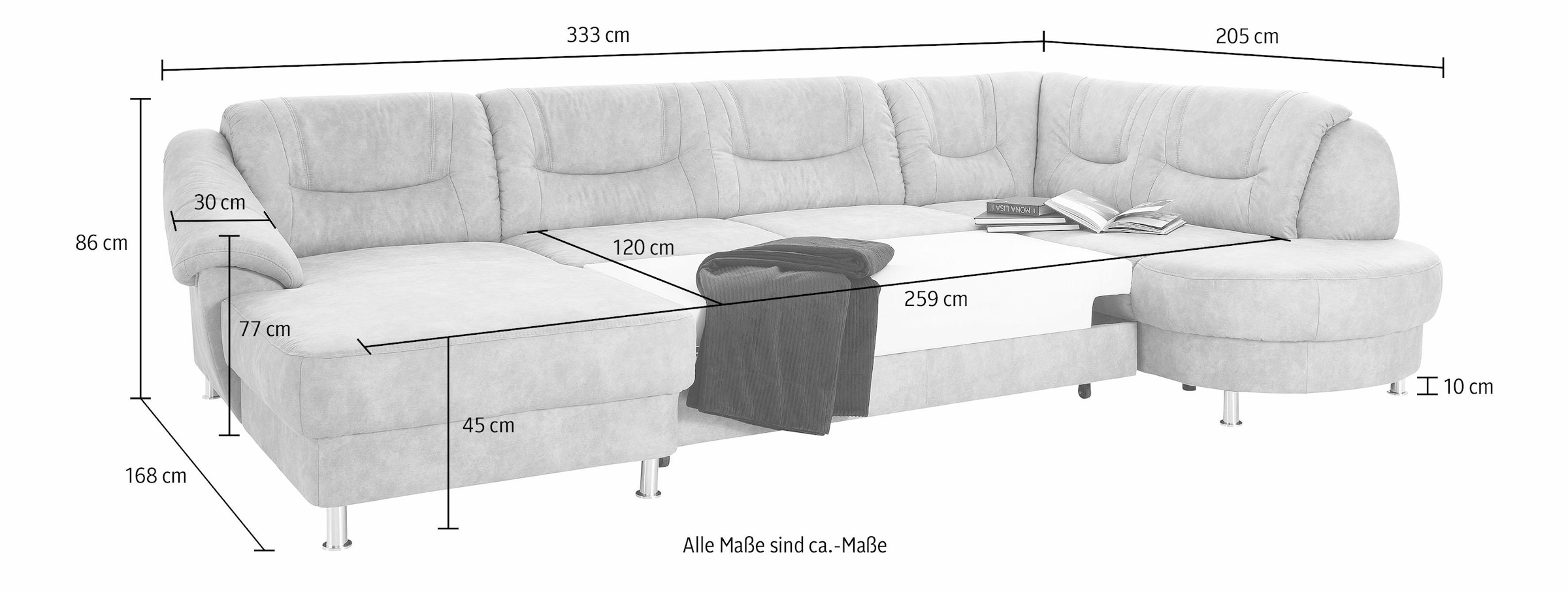 sit&more Wohnlandschaft »Salsa U-Form«, mit Federkern, wahlweise mit Bettfunktion