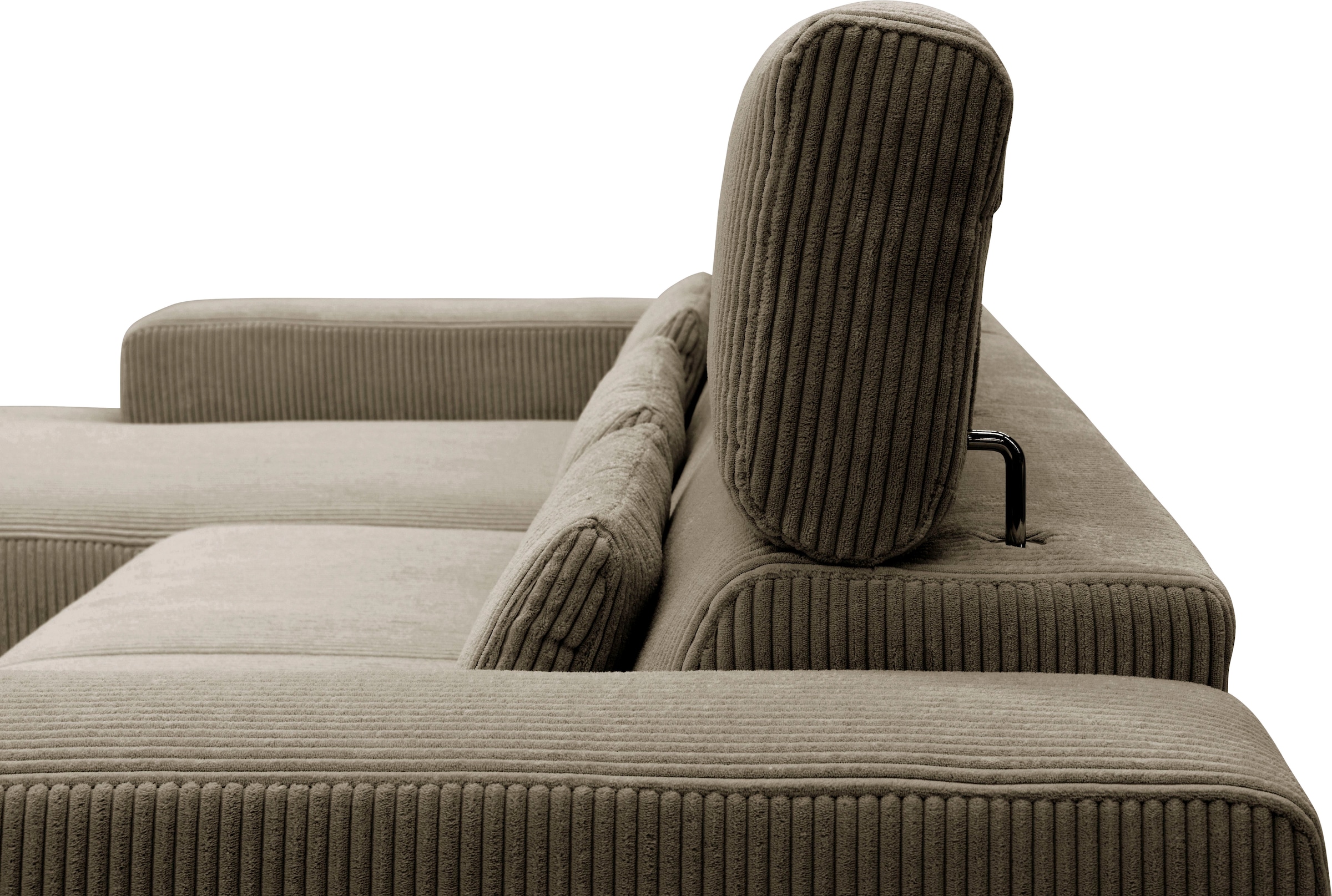 DOMO collection Ecksofa »Brandon B/T: 289/177 cm, belastbar bis 140kg/ Sitz, L-Form«, ohne Sitztiefenverstellung, Cord, schlamm