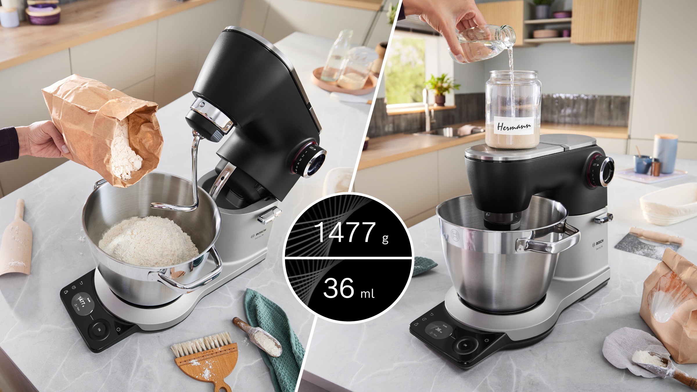 BOSCH Küchenmaschine »Serie 8, MUMS8ZS22, XL 6 L Edelstahlschüssel, Waage« ToGo Mix-/ Trinkbecher, Timer, Vollmetallgehäuse, Durchlaufschnitzler