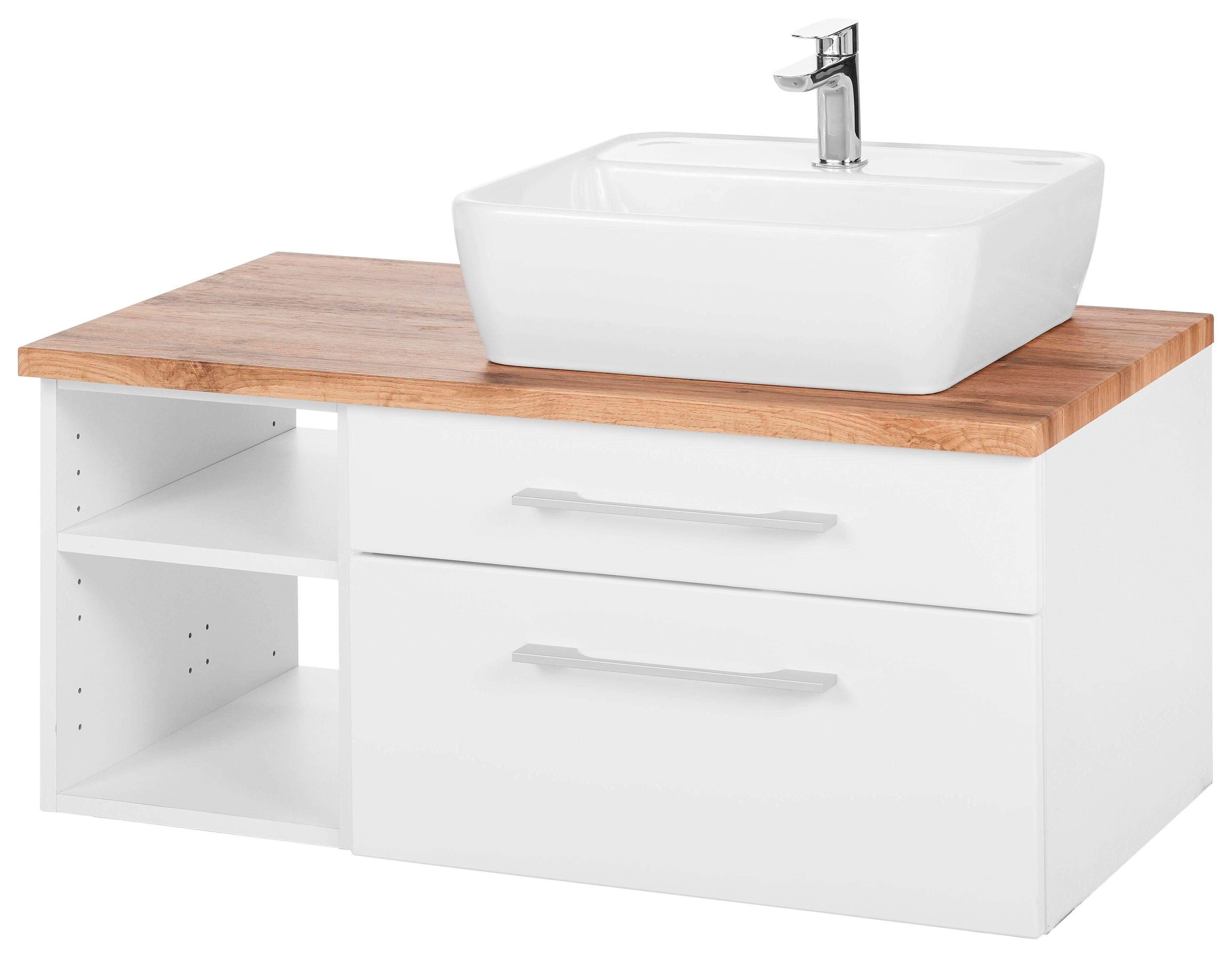 Waschbeckenunterschrank „Davos“, Bad, Waschtisch inkl. Waschbecken, Breite 90 cm, weiß B/H/T: 90 cm x 55 cm x 47 cm