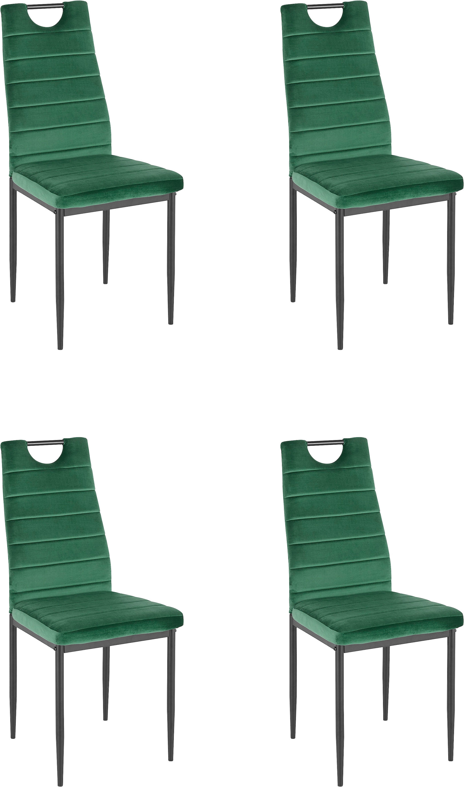 INOSIGN Esszimmerstuhl, (Set), 4 St., Samtstoff, (2 oder 4 Stück) mit Samtbezug, Rückenlehne mit Griff zum Zurückziehen