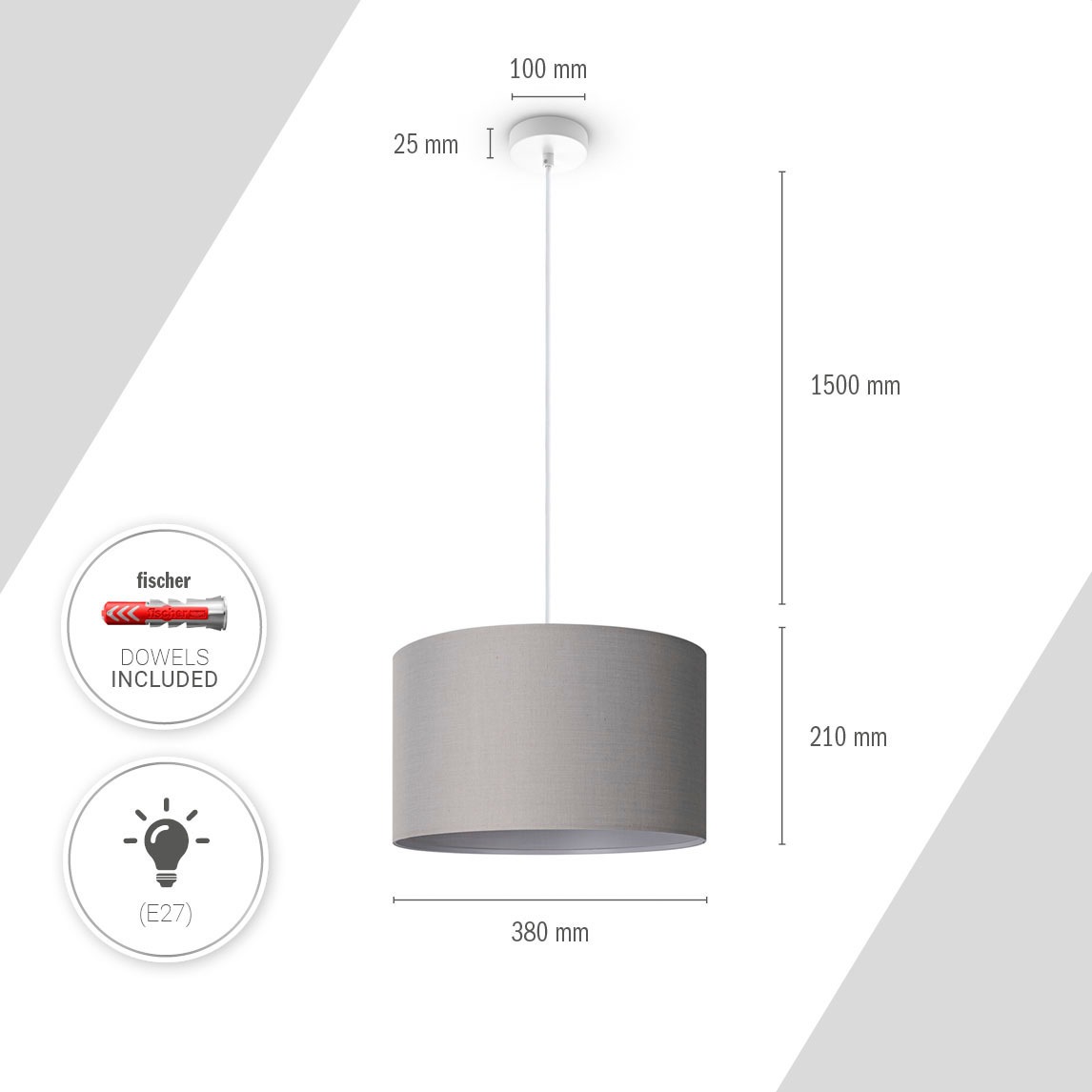 Paco Home Pendelleuchte »HUGO UNI COLOR«, 1 flammig, Leuchtmittel E27 | ohne Leuchtmittel, Deckenlampe LED Wohnzimmer Und Schlafzimmer, Unifarben, Deko E27