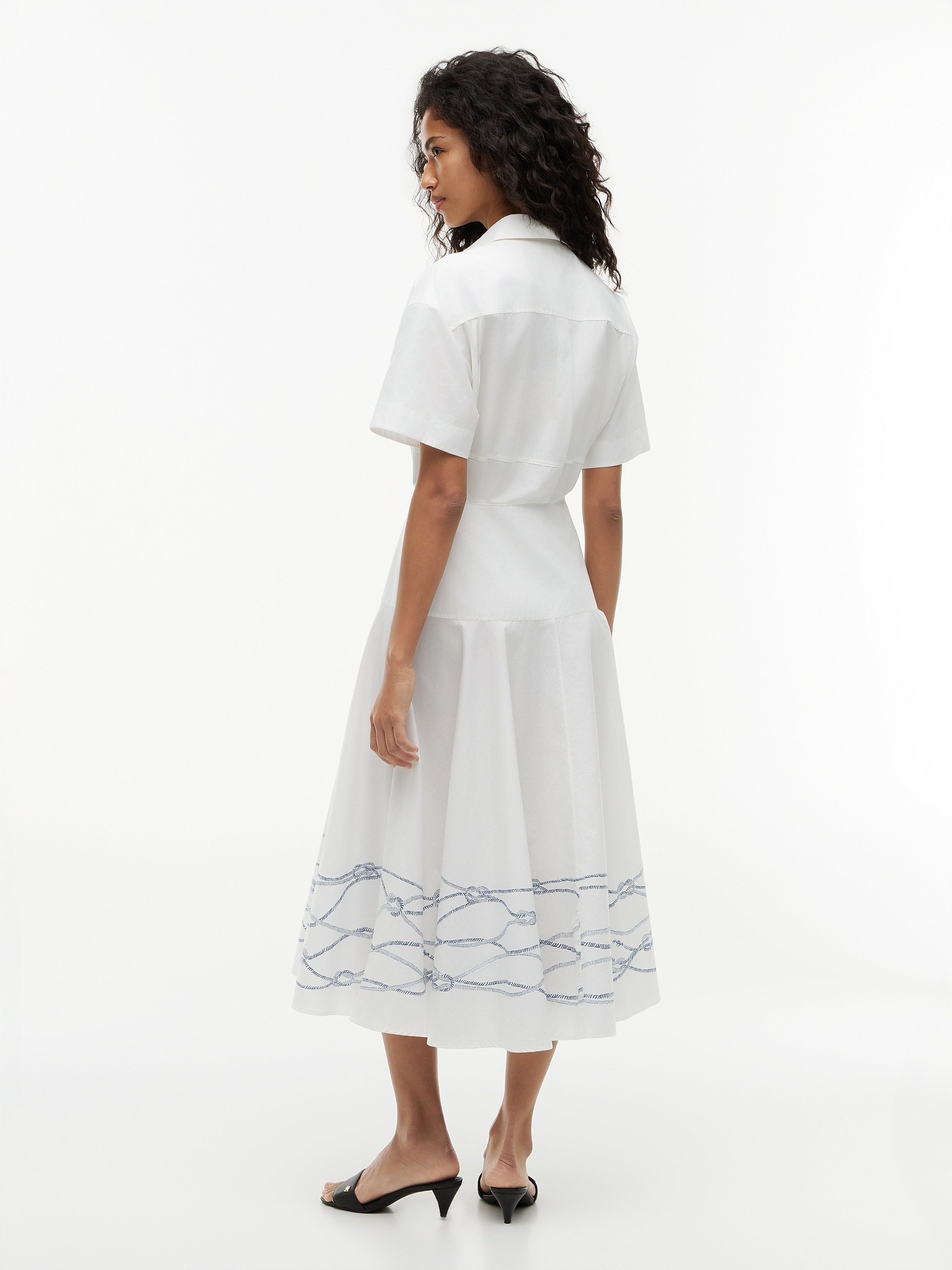 Tommy Hilfiger Blusenkleid »POPLIN FLRE SS MIDI SHRT DRS« Ohne Tasche Baumwolle
