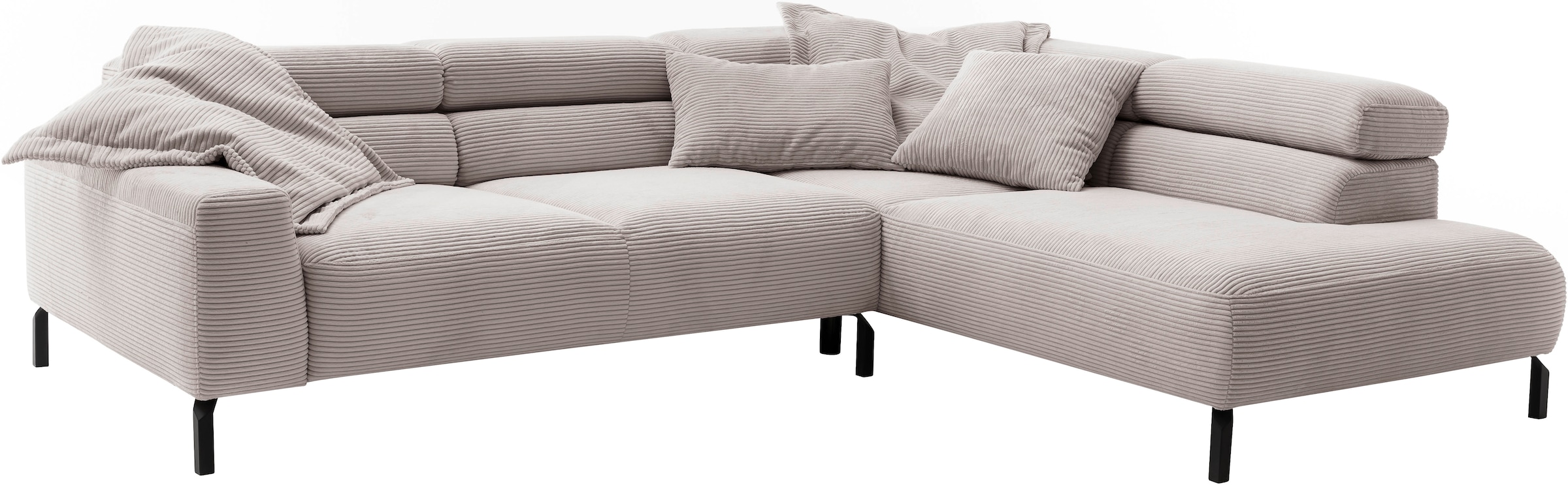 Home affaire Ecksofa »Antonelli, L-Form,  inkl. Kopfteilverstellung, Breite 276 cm« ohne Sitztiefenverstellung, in Cord, taupe