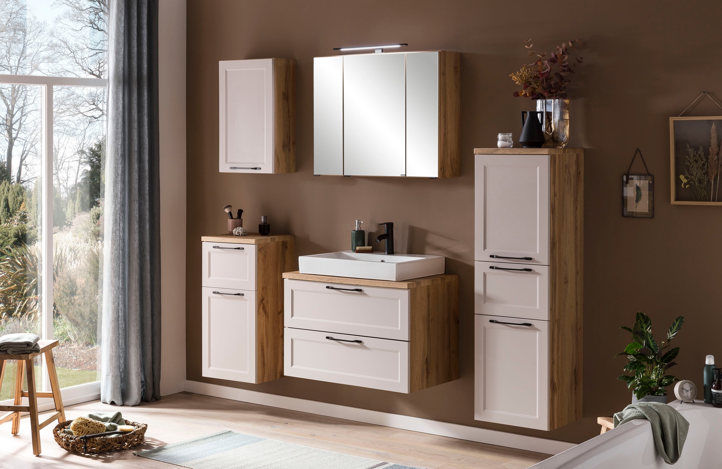welltime Badmöbel-Set »Lana«, (Komplett-Set, 2 St.), Badezimmer-Set, 2-teilig, inkl. Waschbecken, 80 cm breit