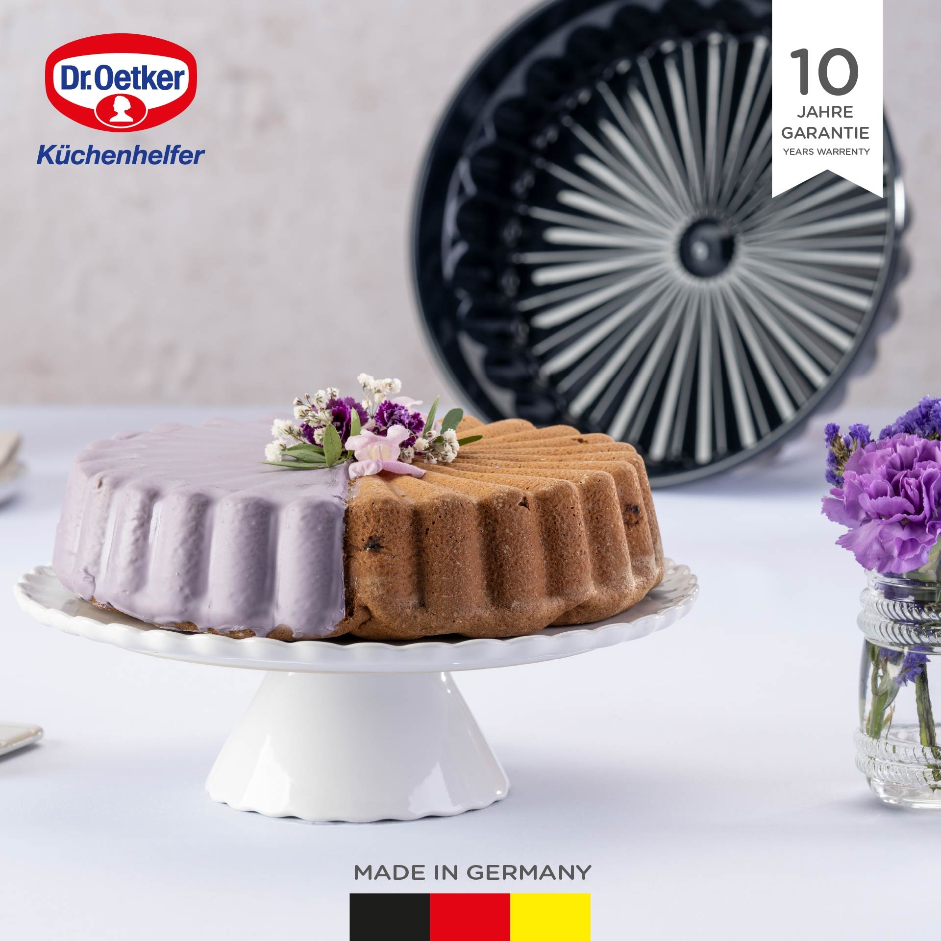 Dr. Oetker Küchenhelfer Backform »Charlottenform Back-Liebe Emaille, Ø 28 cm, ozeanblau«