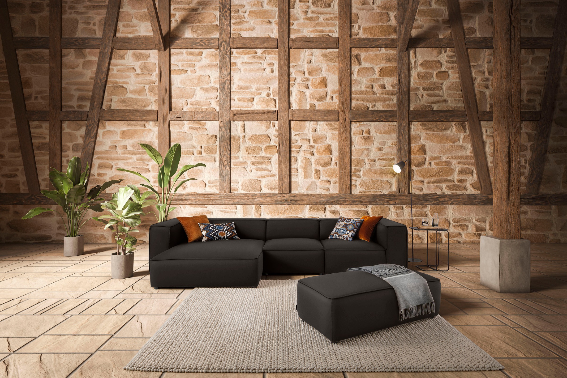 W.SCHILLIG Ecksofa »around-the-block«, mit eleganter Biese, mit Federkern, günstig online kaufen