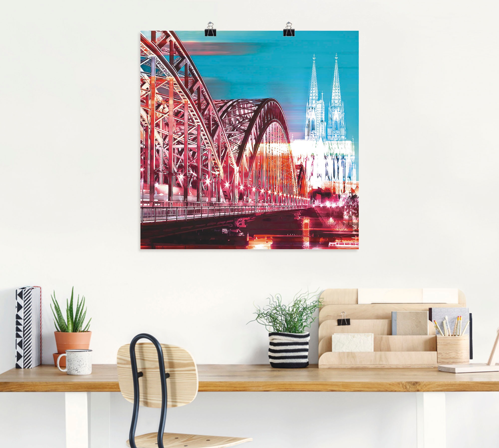 Artland Wandbild »Köln Skyline Abstrakte Collage 13«, Brücken, (1 St.), als Leinwandbild, Wandaufkleber oder Poster in versch. Größen