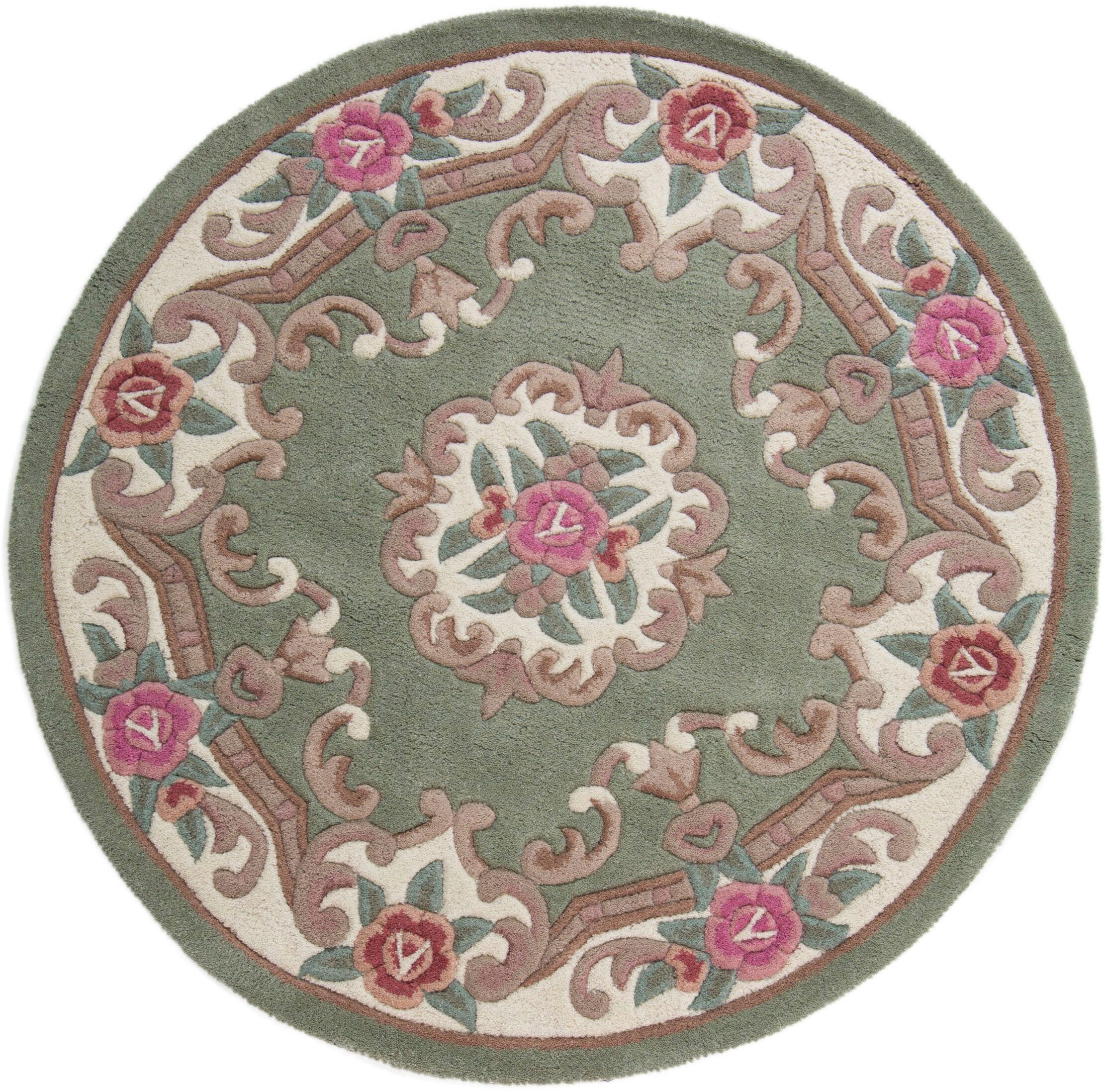 FLAIR RUGS Wollteppich »Aubusson«, rund, 10 mm Höhe, Wolle, Teppich, Wohnzi günstig online kaufen
