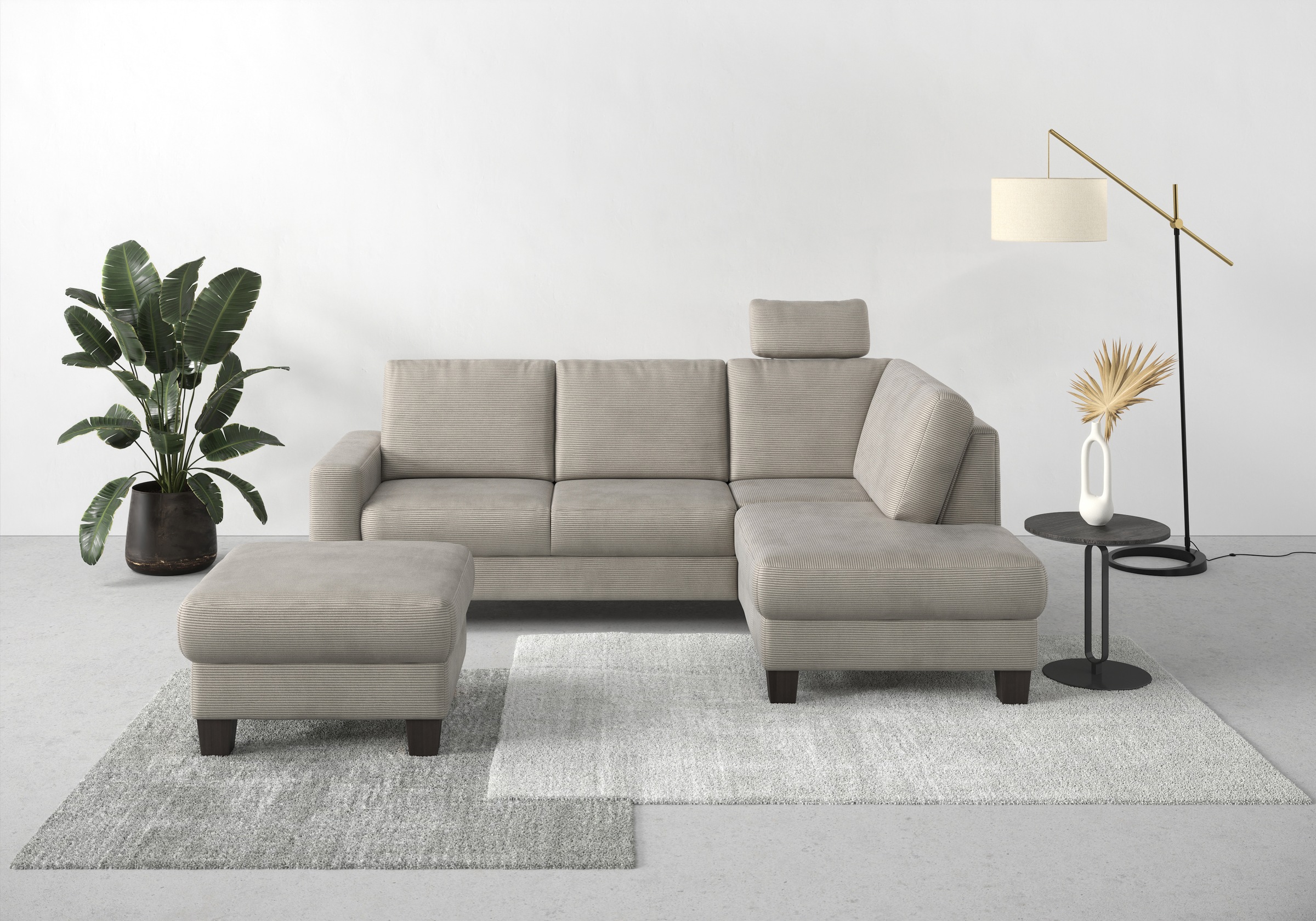 Home affaire Ecksofa »Summer L-Form«, mit Ottomane, mit oder ohne Bettfunktion und Bettkasten, Cord-Bezug