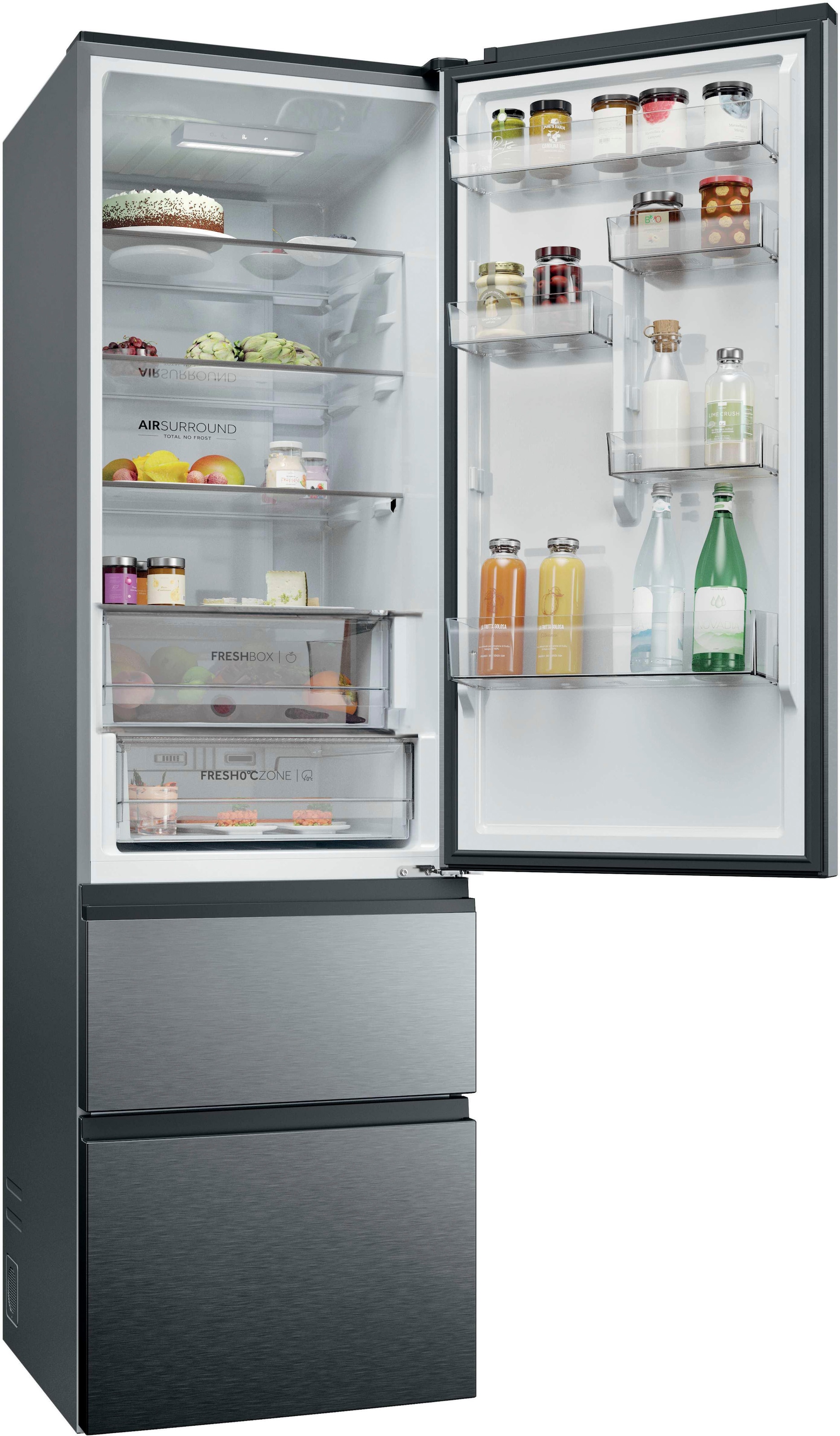 Haier Kühl-/Gefrierkombination Combi 3D 60 »HTR3620CNMP« 205 cm hoch 59,5 cm breit Easy Access-Gefrierschubladen: Alles schnell gefunden